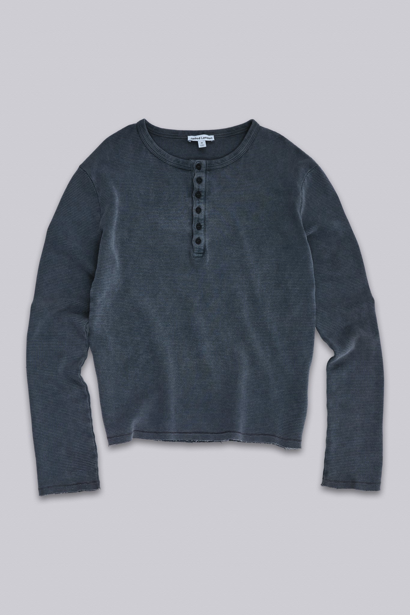 Charcoal Waffle Henley Top | Jaded London | Clothing
