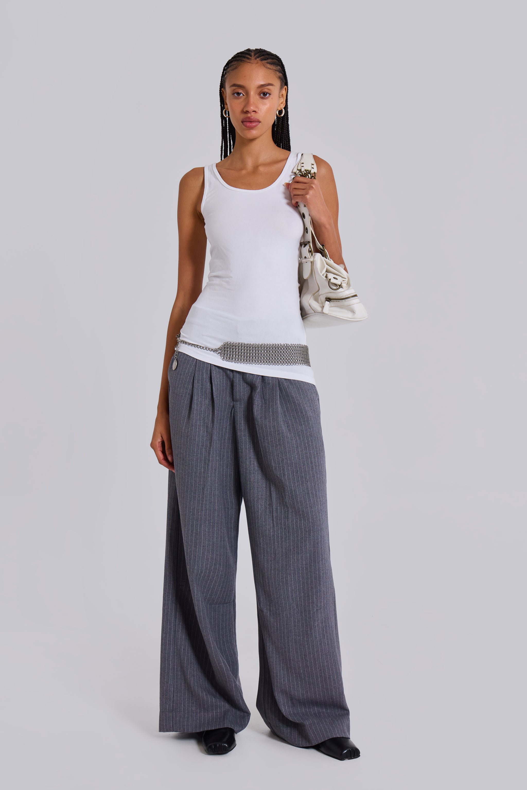 Goliath Light Grey Pinstripe Suit Pants | Jaded London | Clothing Goliath Light Grey Pinstripe Suit Pants | Jaded London | Clothing