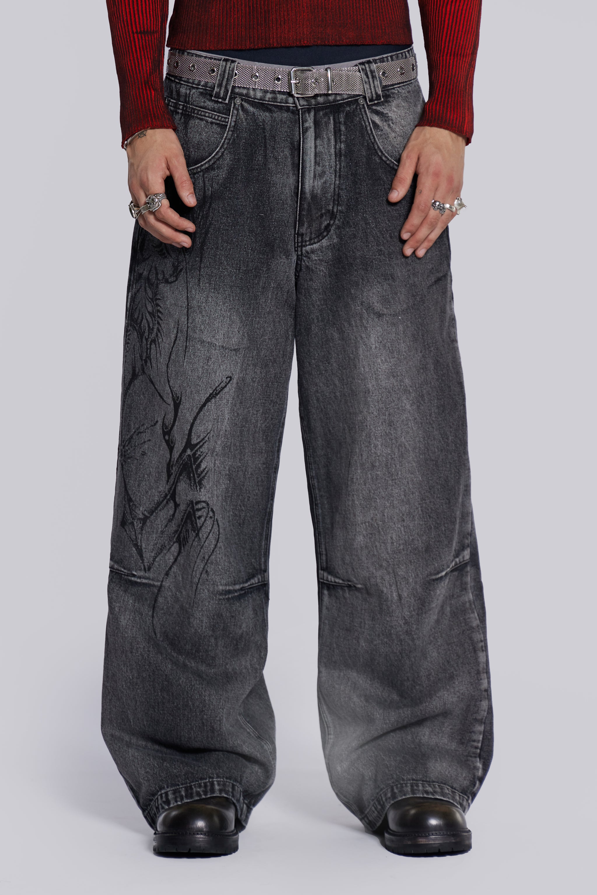 Grey Acid Razor Jeans