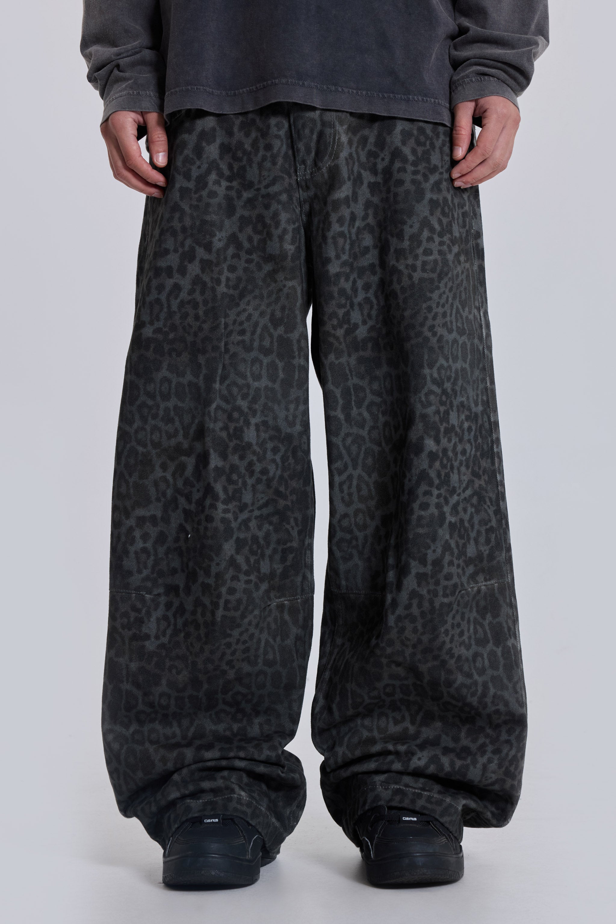 Shop Charcoal Leopard Fade Colossus Jeans | Jaded London | Clothing