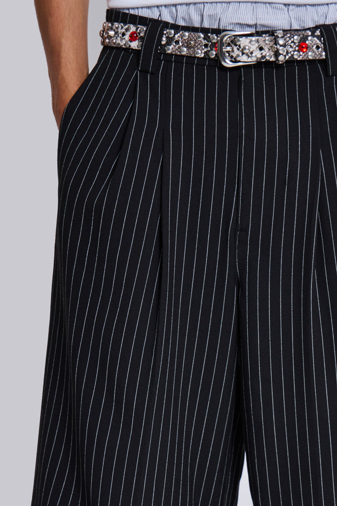 Black Pinstripe Goliath Shorts