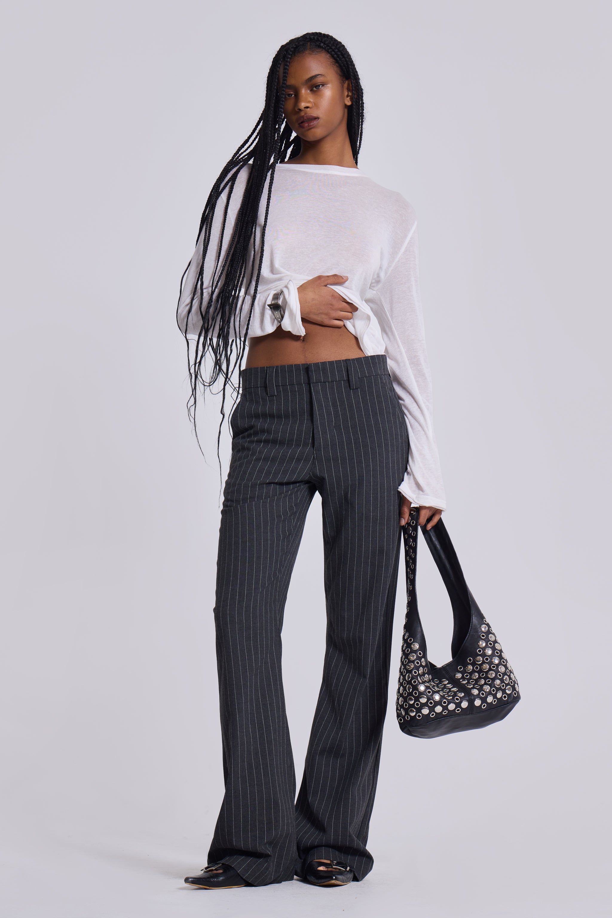 grey pinstripe dress pants Reiss