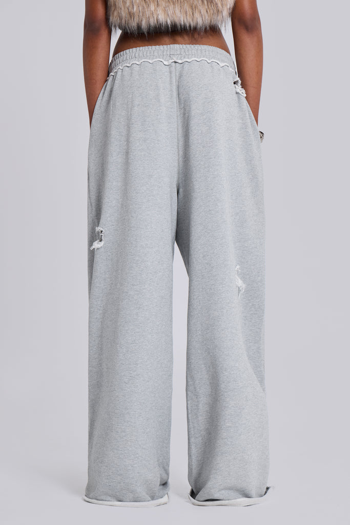 Distressed Grey Marl Loopback Monster Joggers