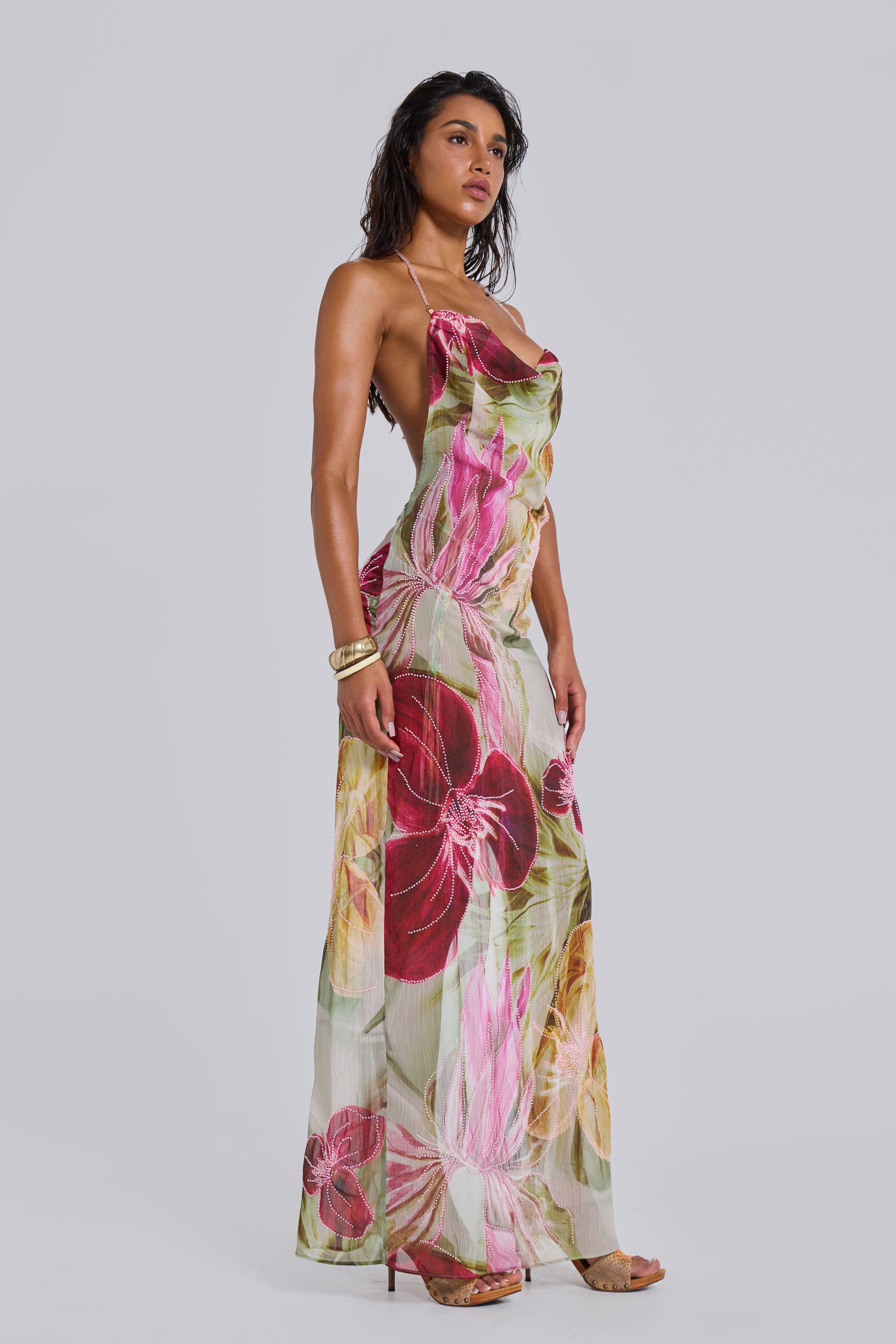 Dahlia Hand-Beaded Backless Chiffon Maxi Dress | Jaded London | Clothing Dahlia Hand-Beaded Backless Chiffon Maxi Dress | Jaded London | Clothing
