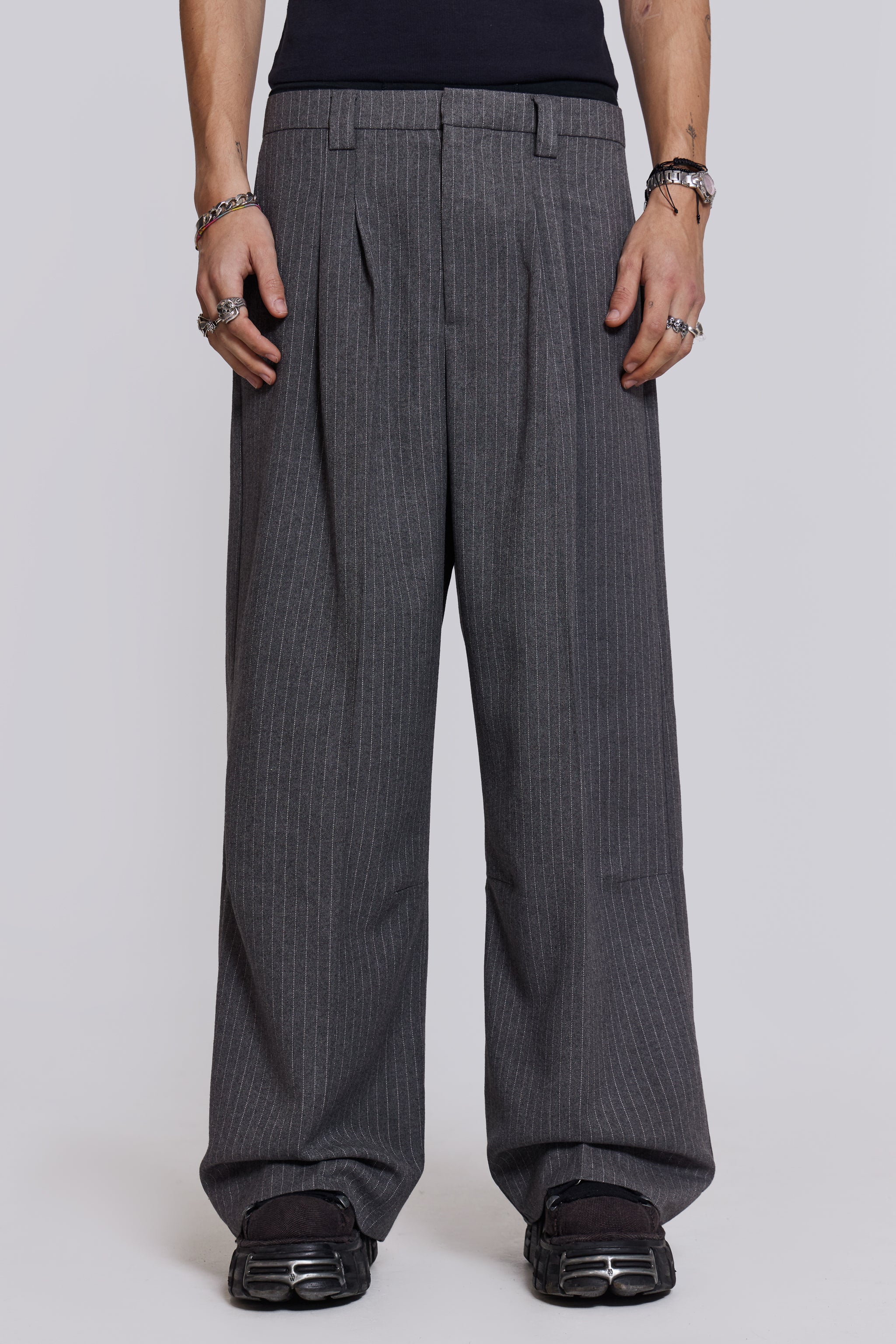 baggy grey dress pants Men Baggy Tweed Pants Thick Wool Blend Formal Suit Straight Trousers Retro Loose