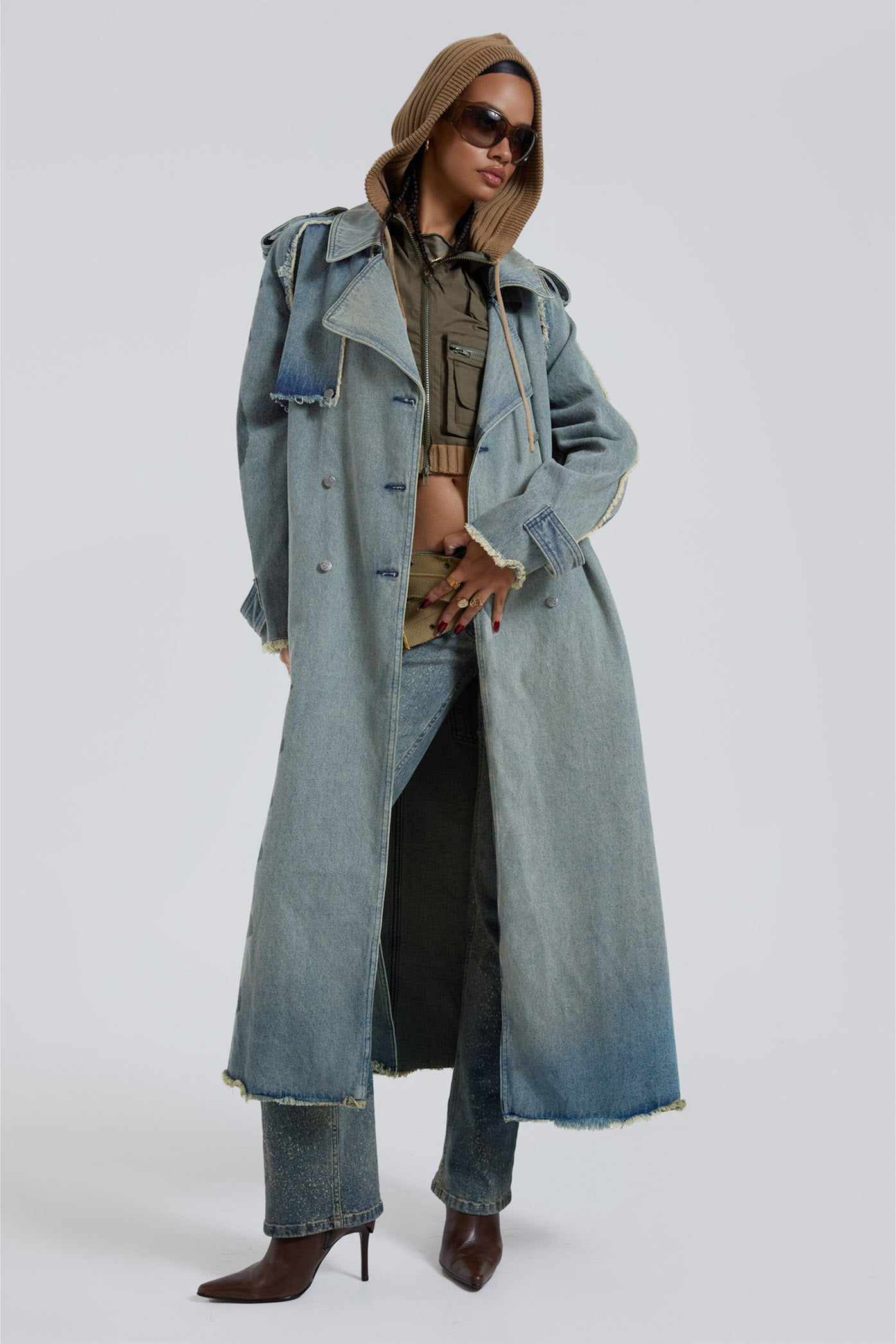 Long jean sale trench coat