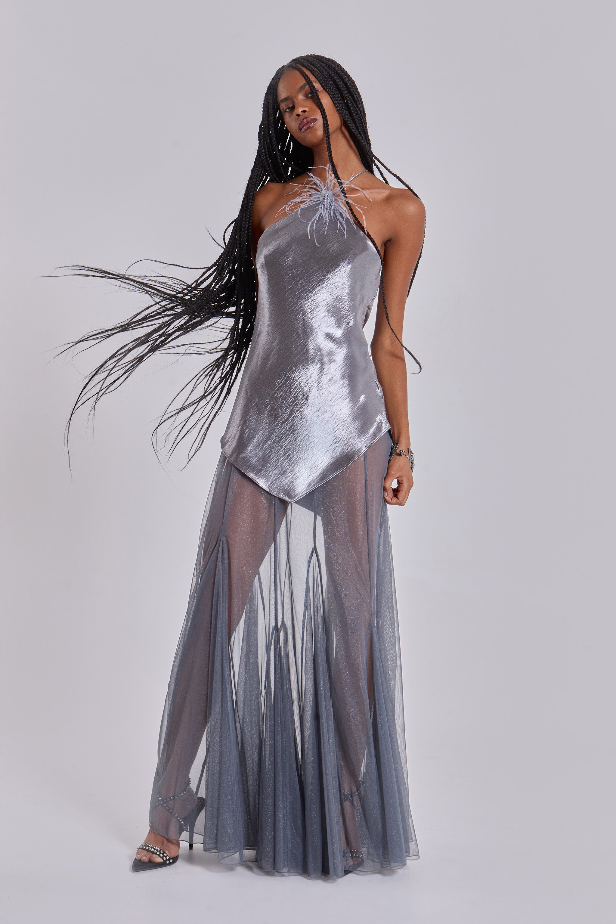 Talassa Maxi Dress with Real Feather Talassa Maxi Dress with Real Feather