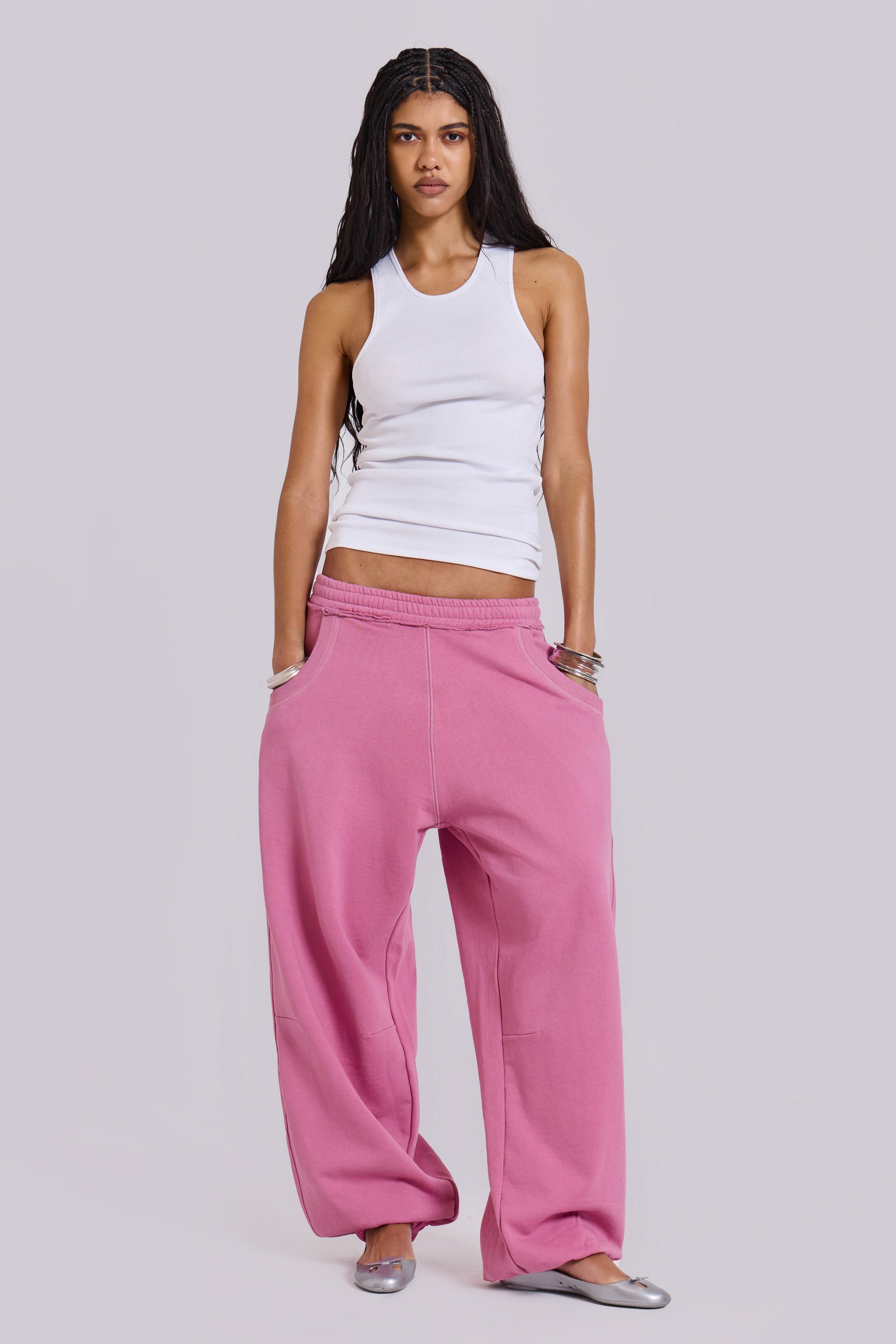 Pink Baggy Cuffed Monster Joggers | Jaded London | Clothing