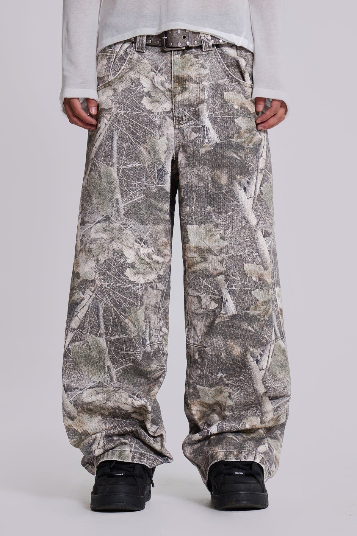 Shop Woodland Camo Colossus Baggy Jeans | Jaded London | Clothing