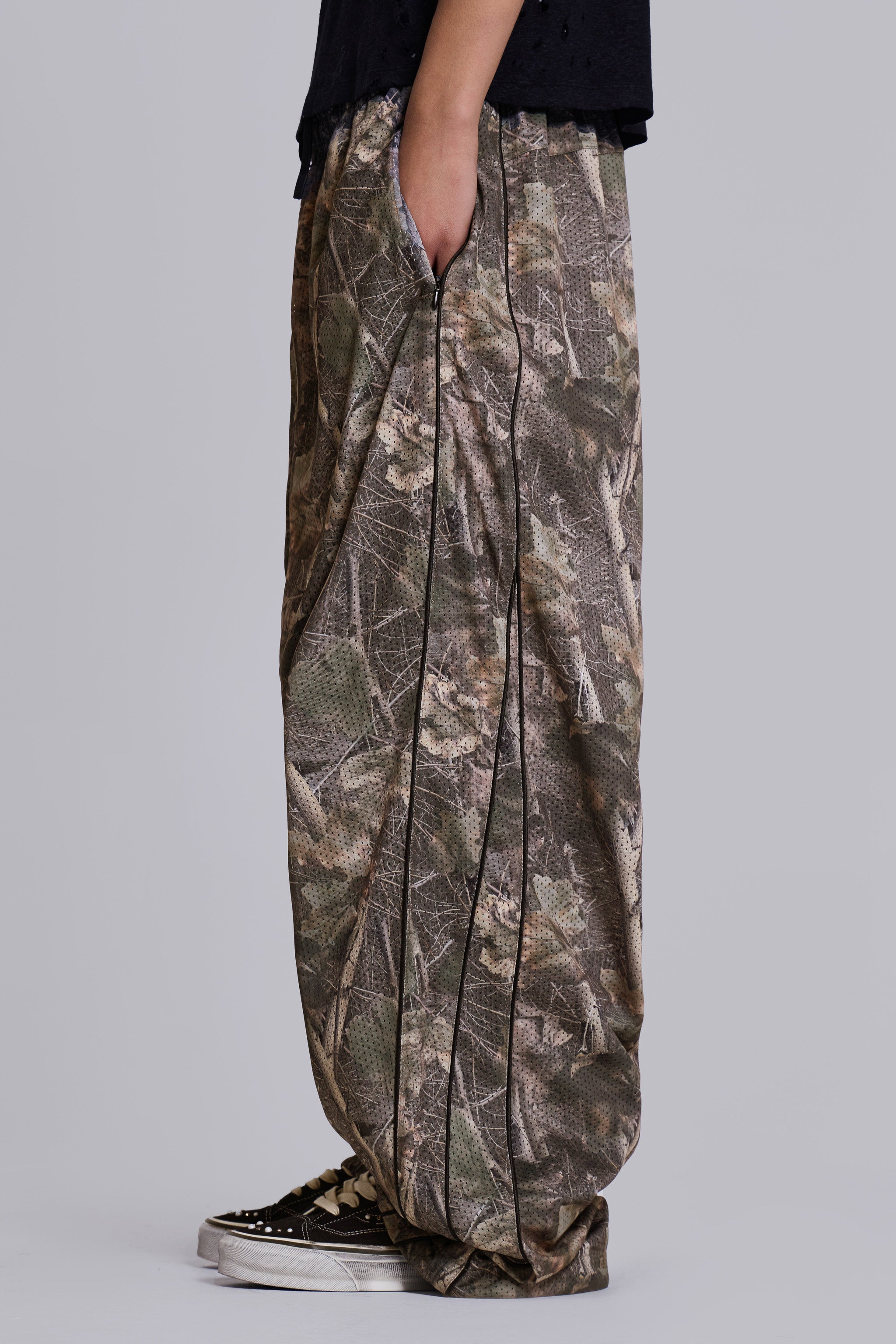 Forest Camo Mesh Vapor Tracksuit Bottoms | Jaded London | Clothing