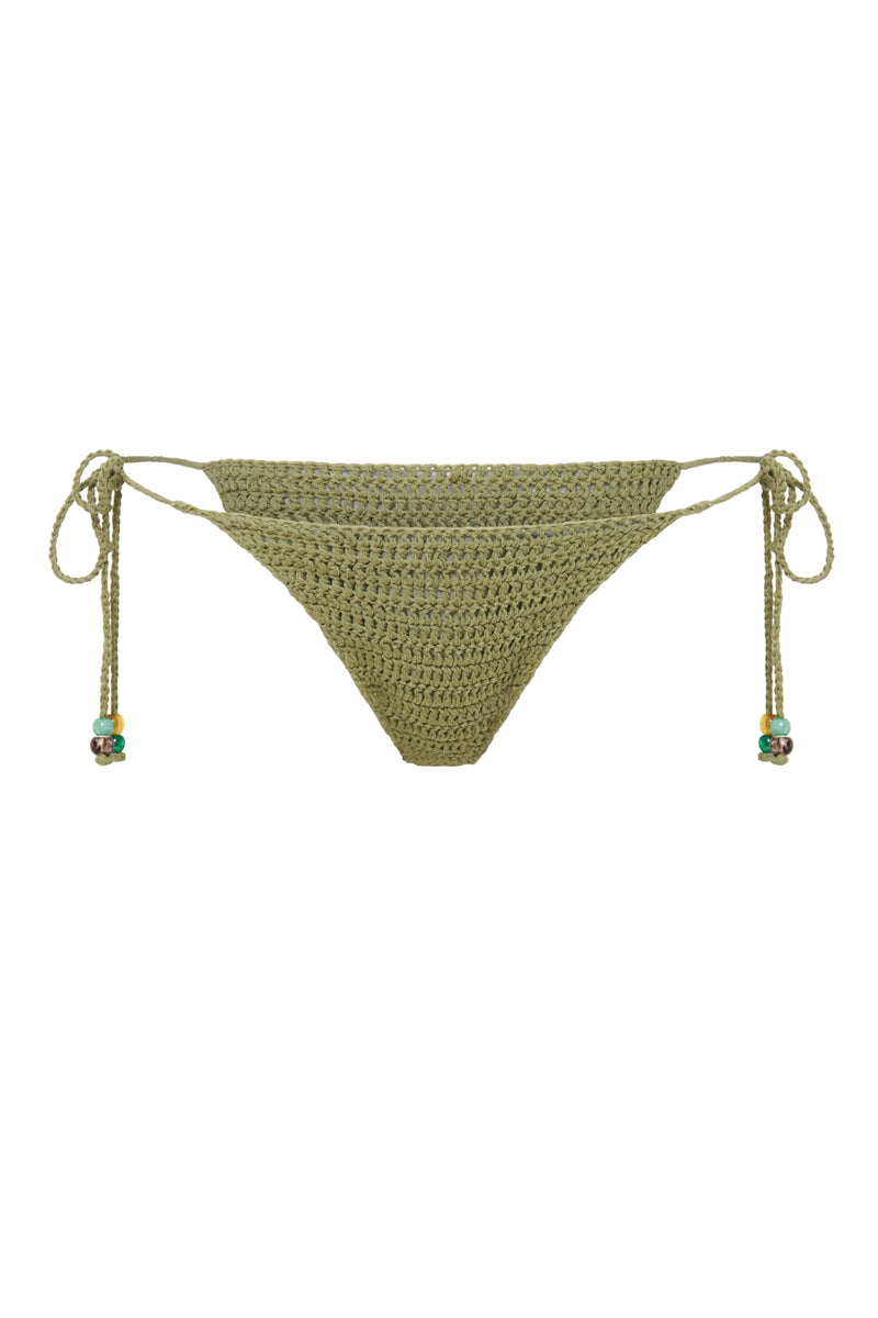 Green Canary Knit Micro Bikini Bottoms