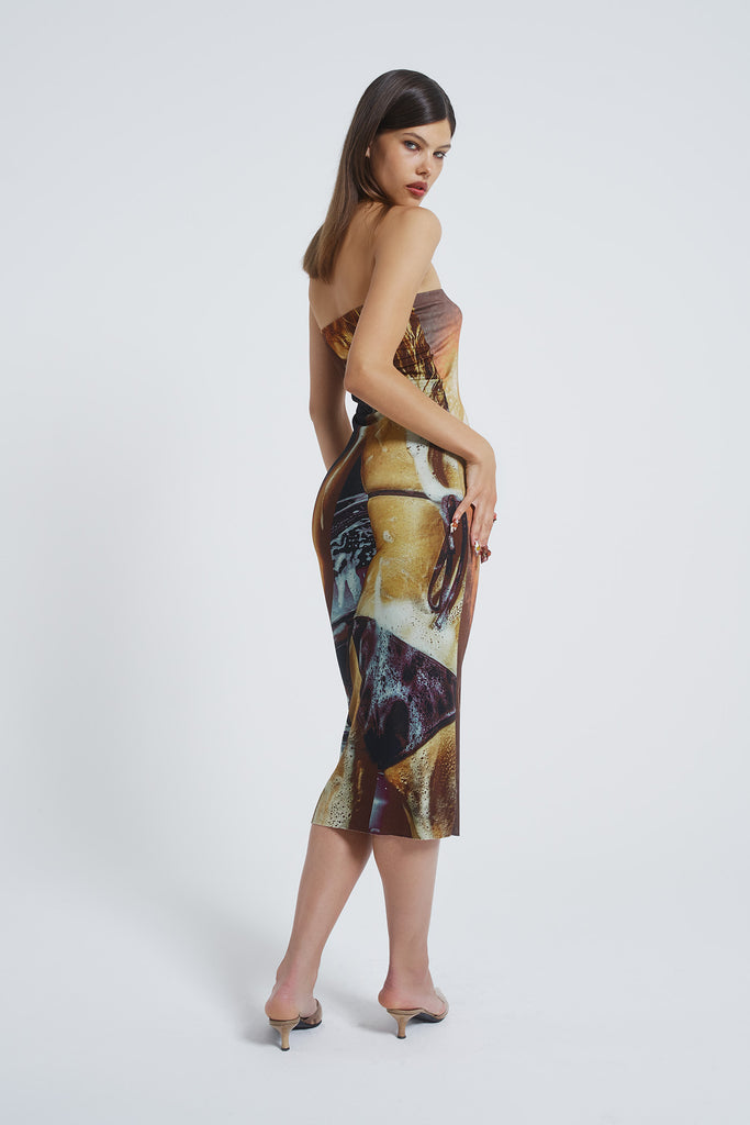 Teased Multi-wear Bodycon Slip Midi Dress