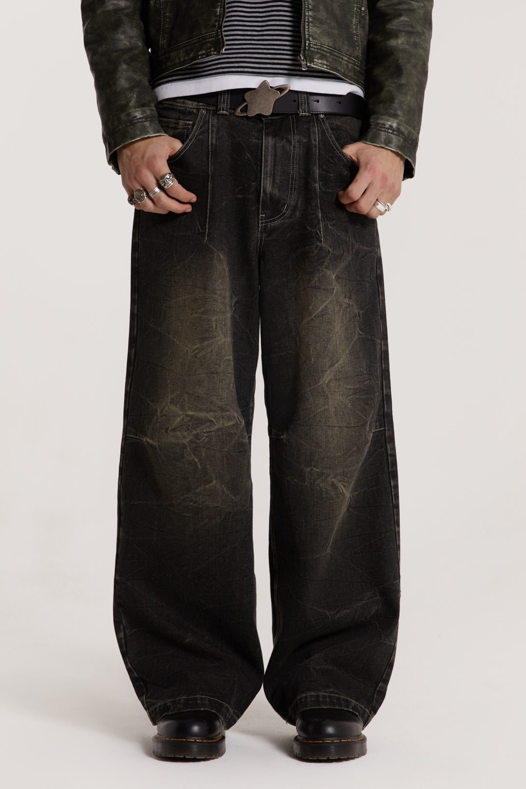 Washed Black Razor Jeans