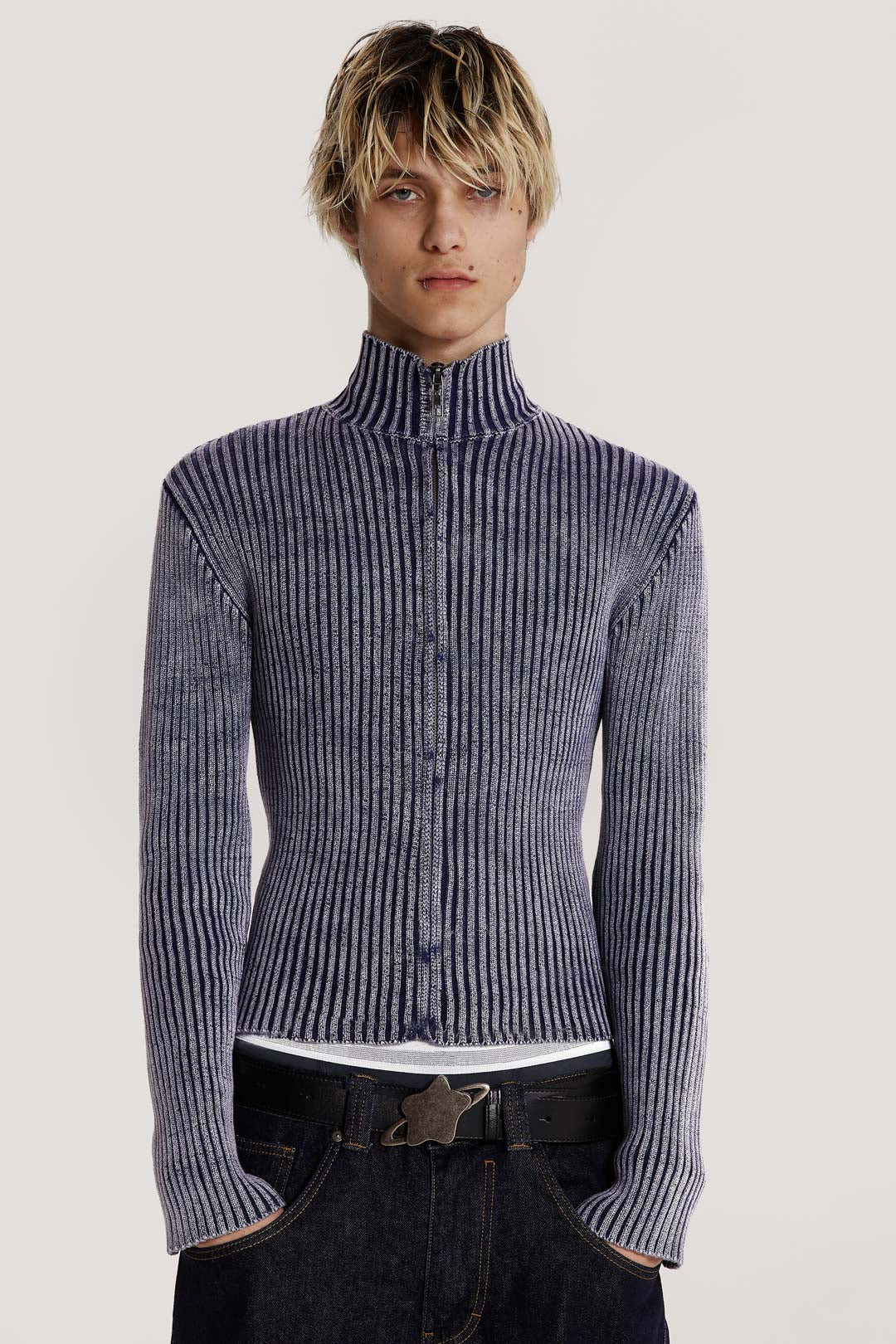 Jaded London BLUE LUCID KNIT TRACK TOP S - ニット