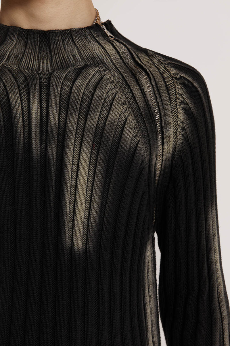 Black Luster Asymmetric Knit