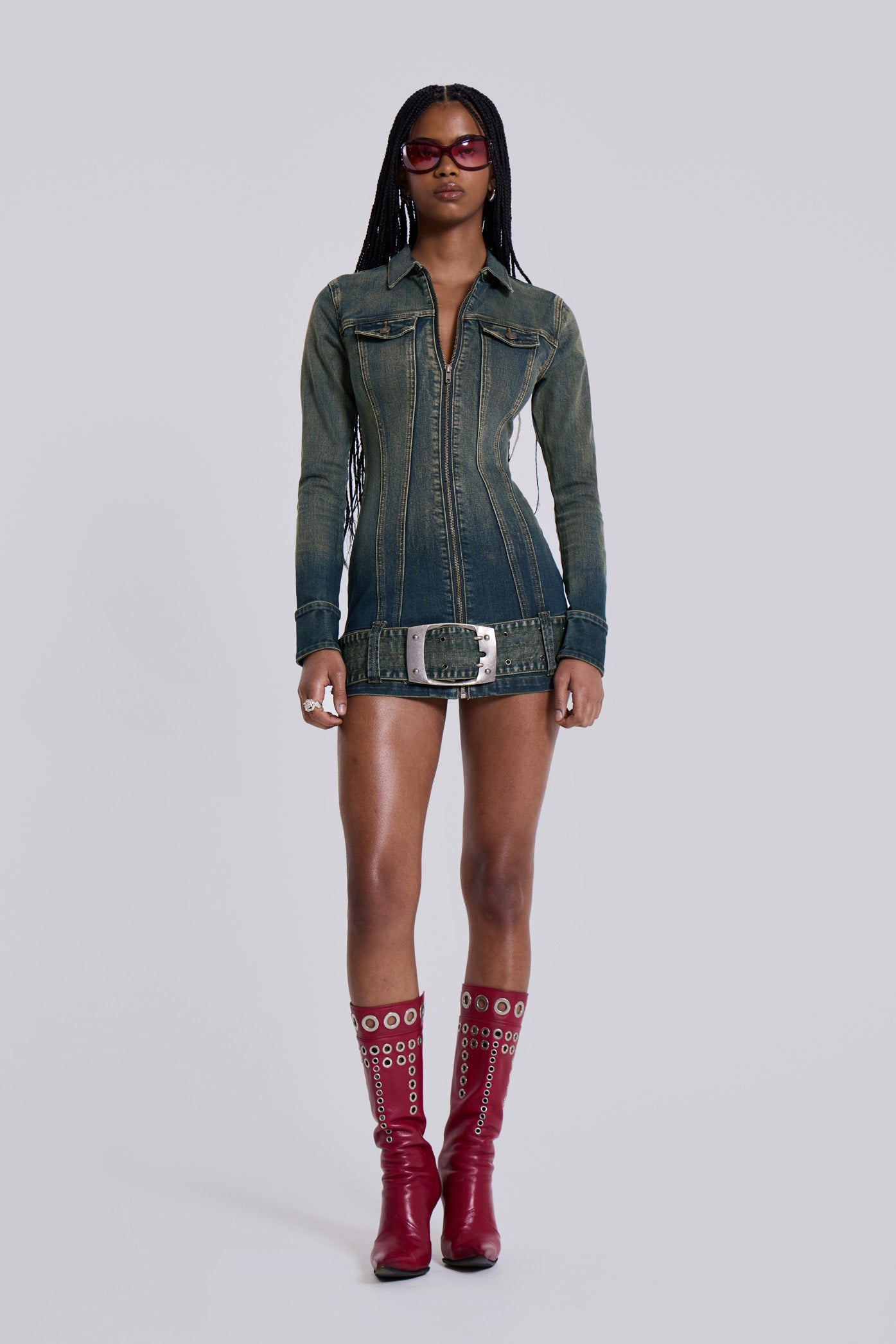 Shop Steel City Denim Mini Dress | Jaded London