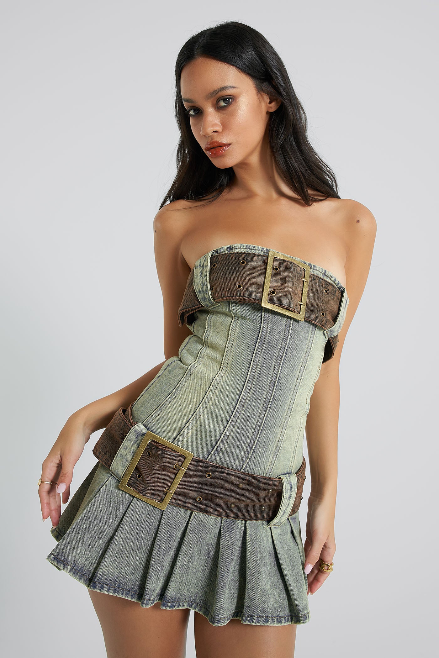 Shop Chelsea Denim Kilt Mini Dress | Jaded London | Clothing Shop Chelsea Denim Kilt Mini Dress | Jaded London | Clothing