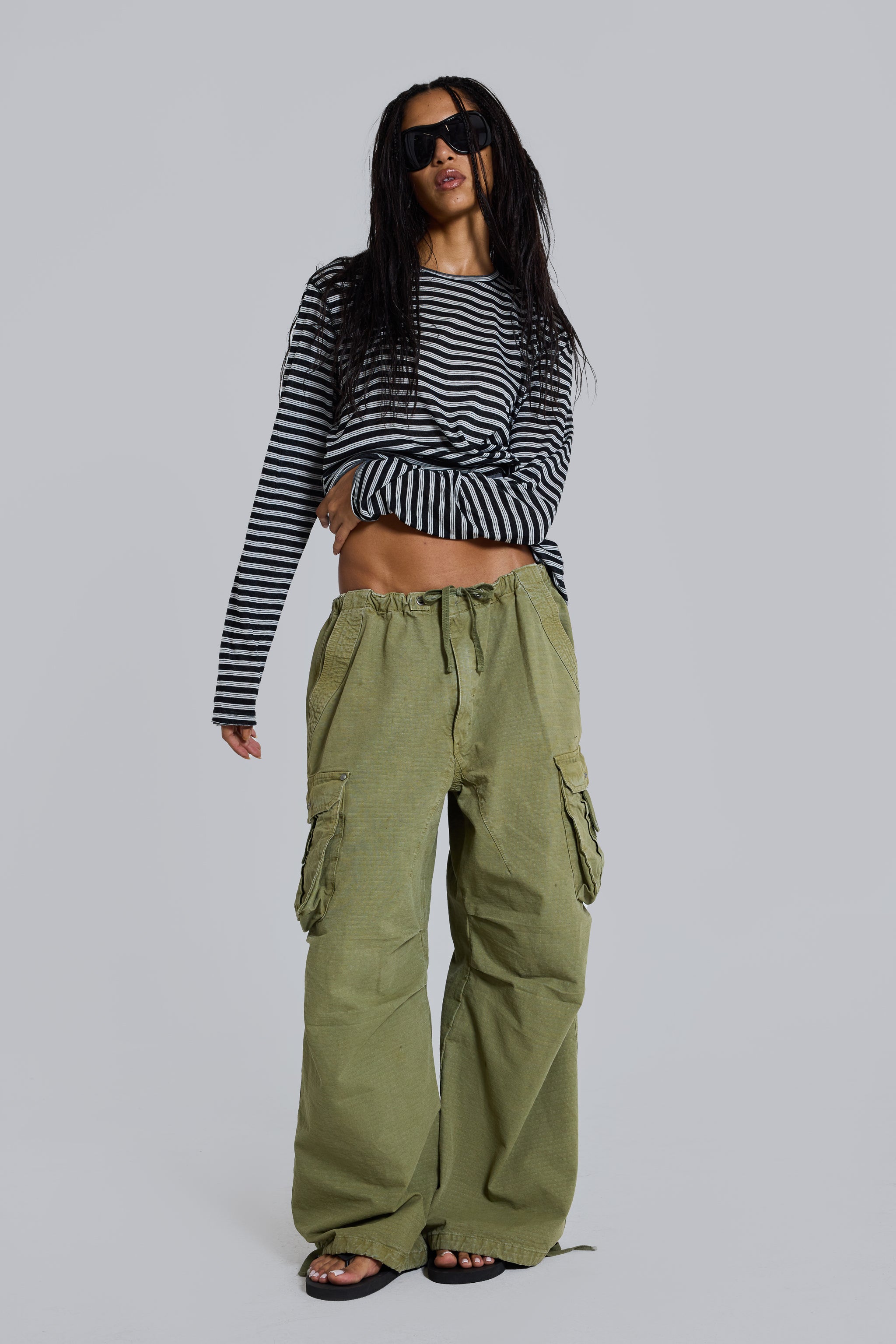 Olive XL Parachute Cargo Pants | Jaded London