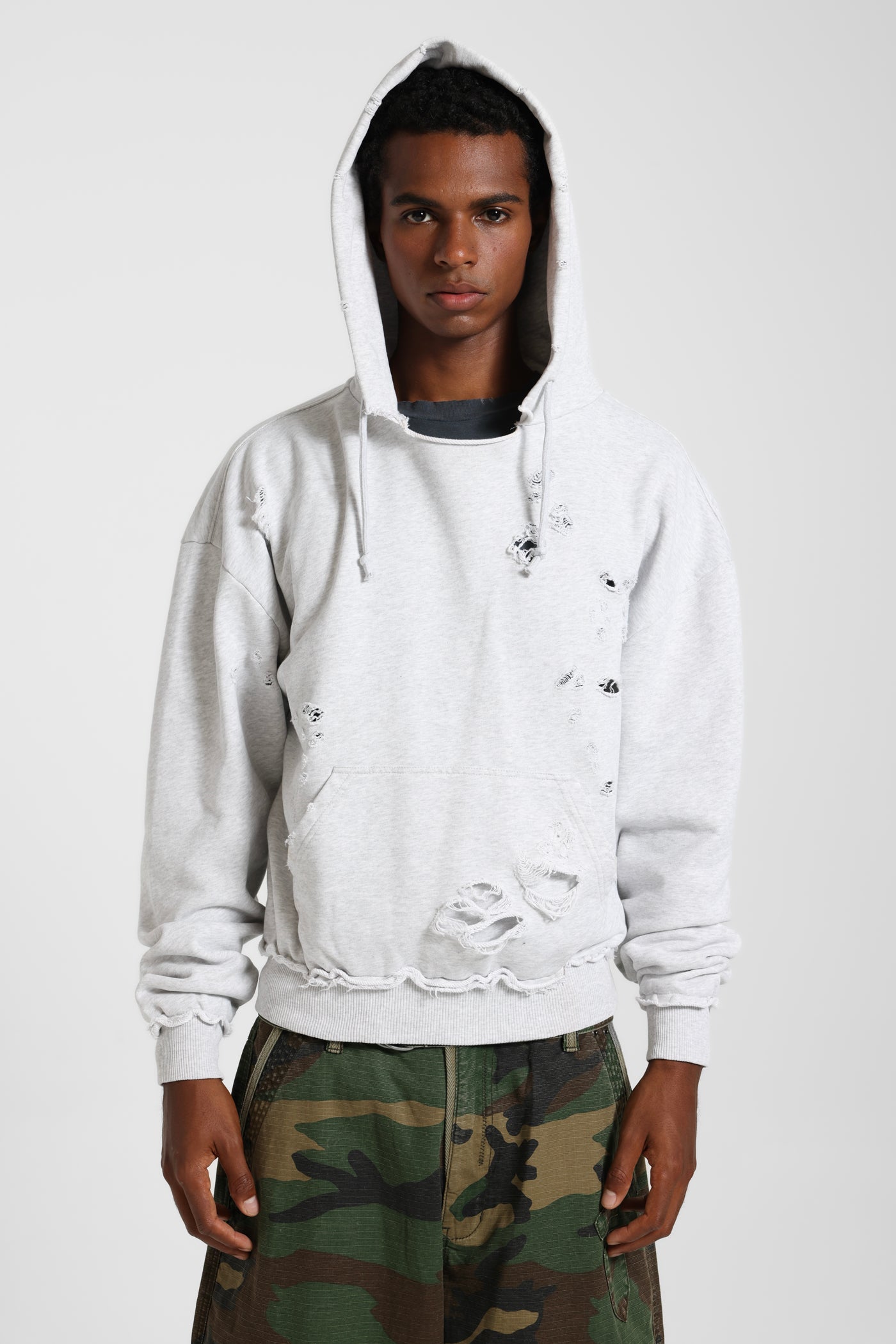 Pullover Grey Marl Bitten Hoodie | Jaded London | Clothing