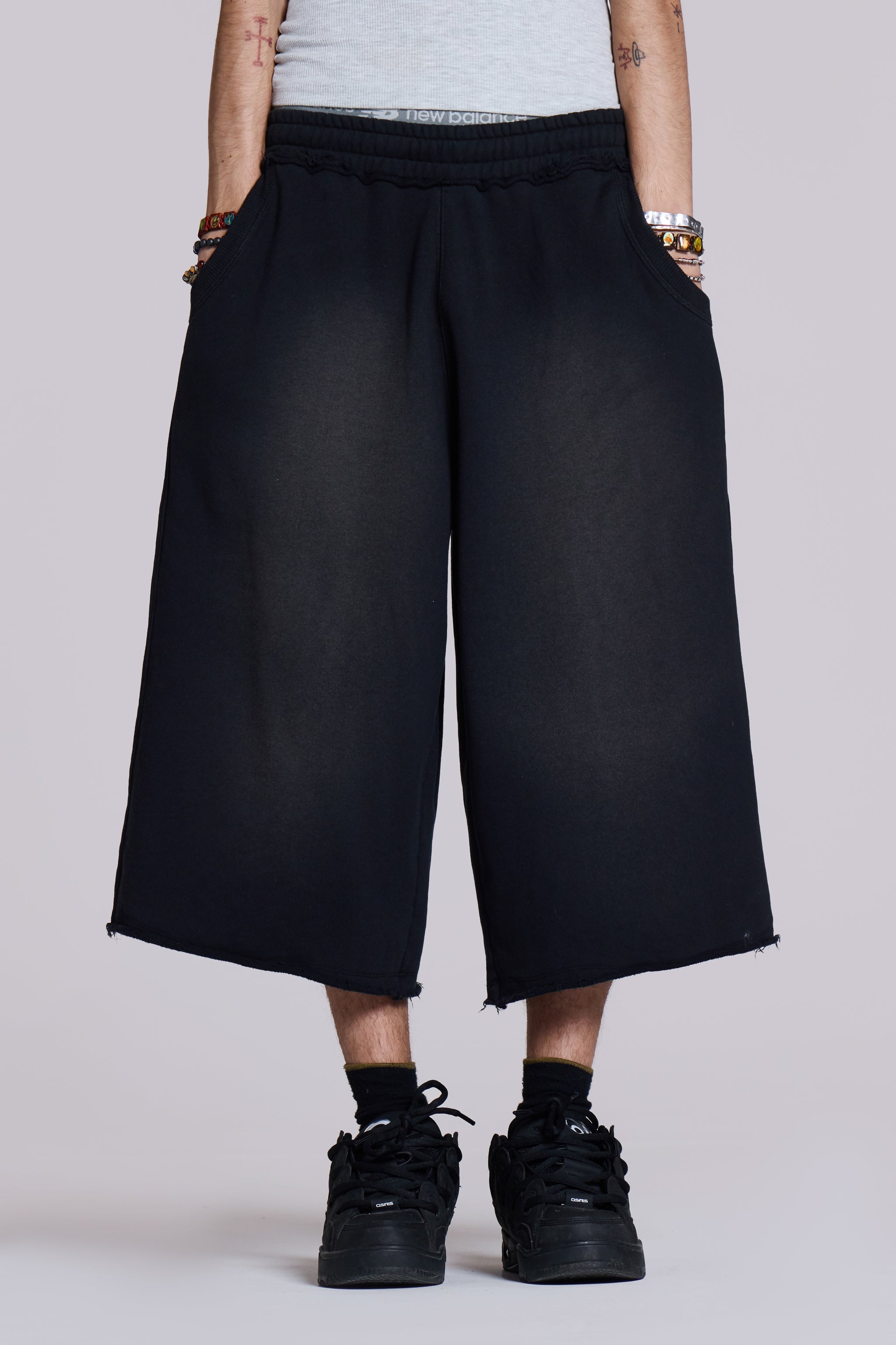 Monster 3/4 Washed Black Shorts | Jaded London | Clothing