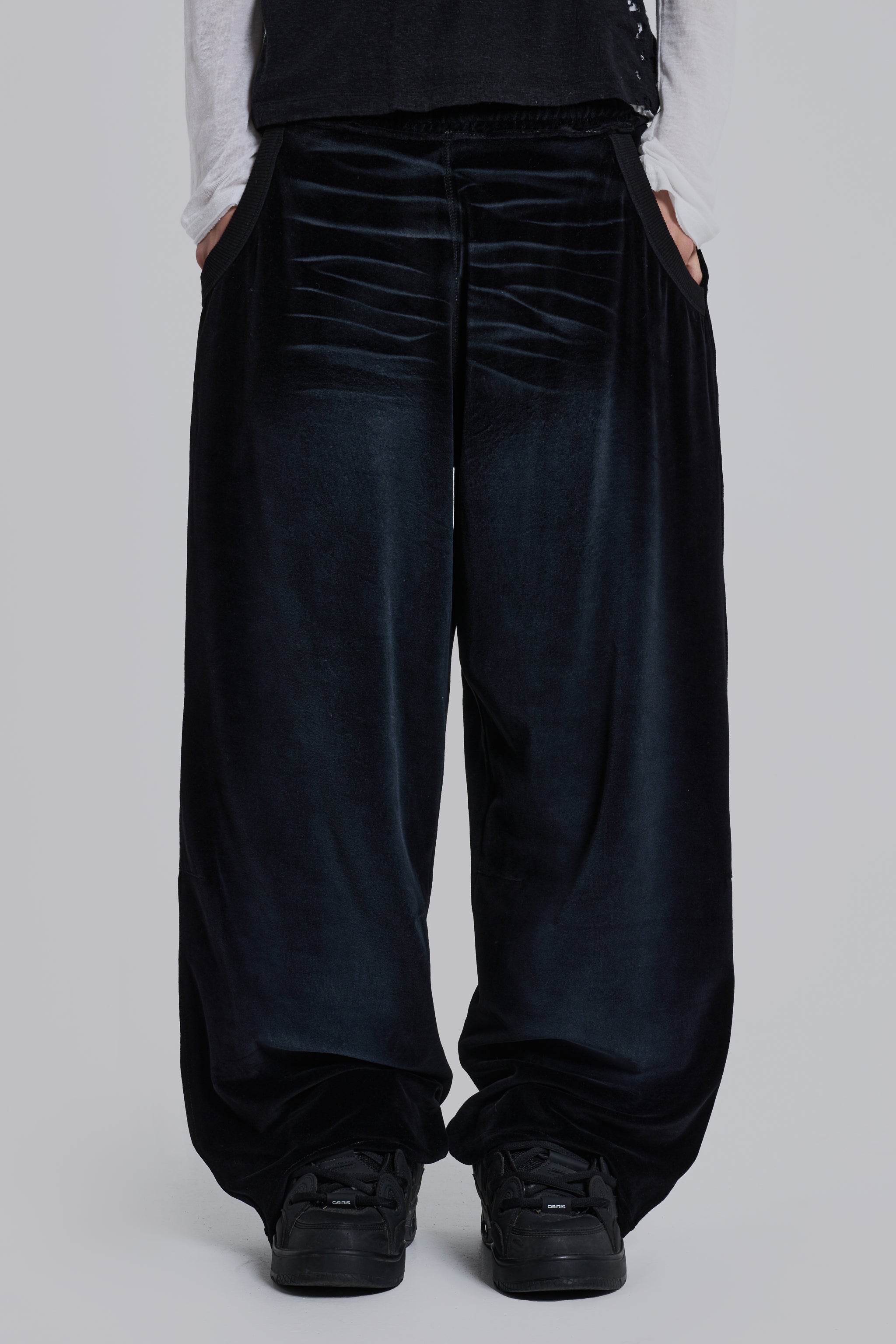 Denim Wash Velour Monster Jogger | Jaded London | Clothing