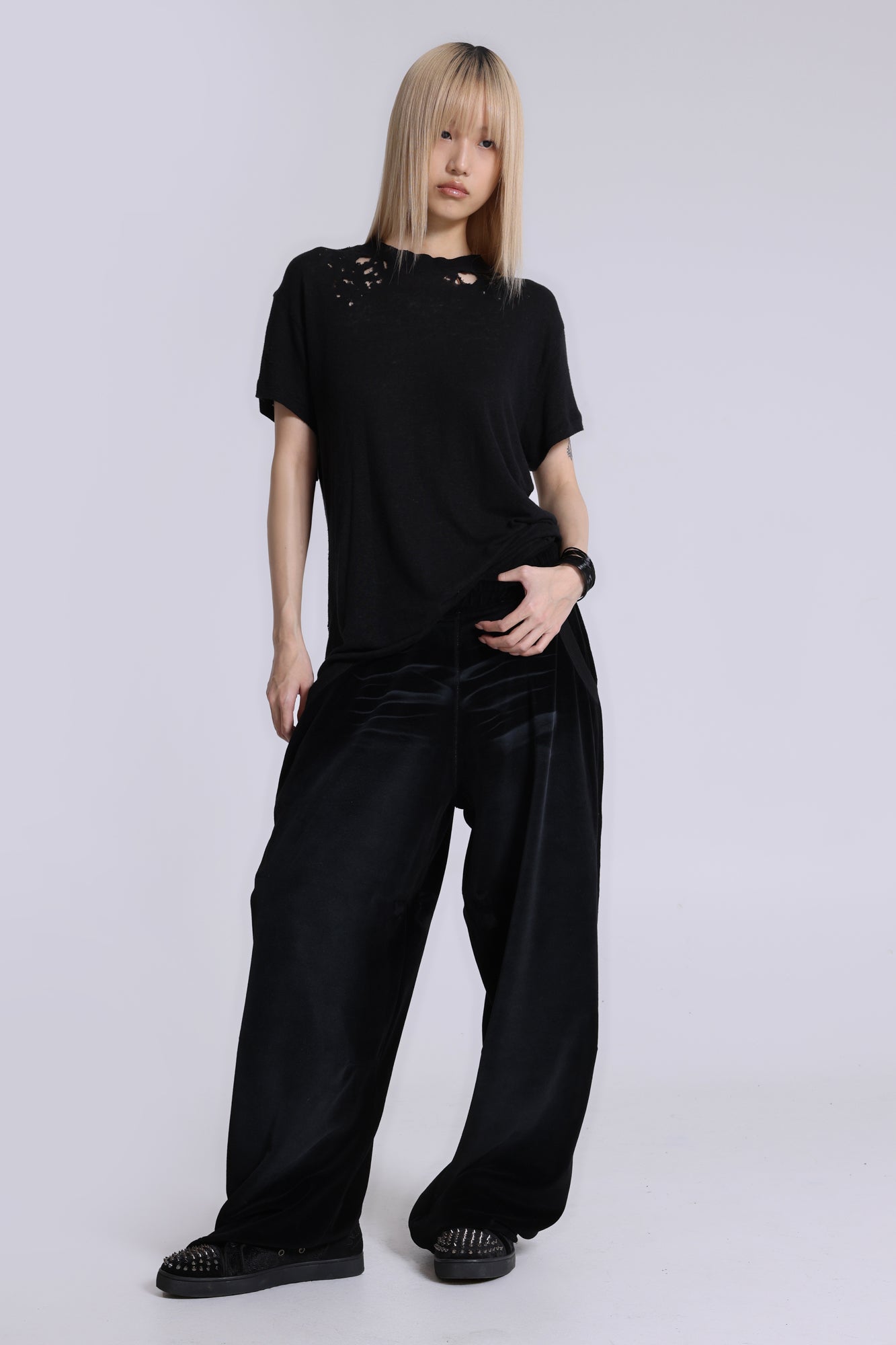 Denim Wash Velour Monster Jogger | Jaded London