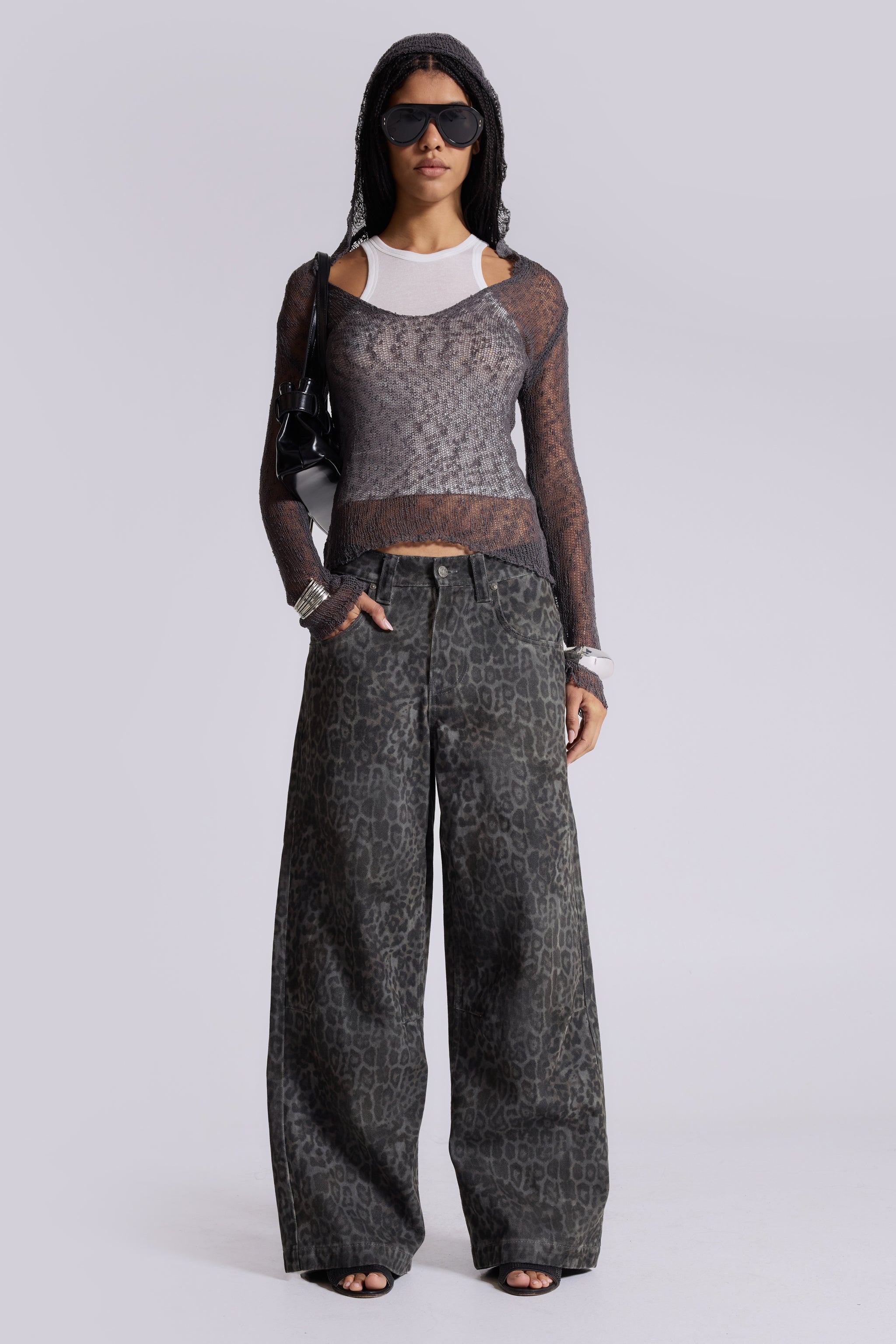 Charcoal Leopard Fade Colossus Jeans | Jaded London | Clothing