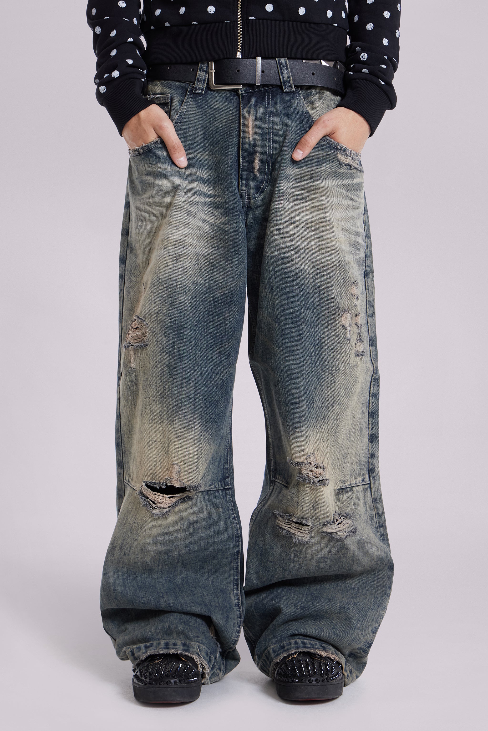 3DTwistedWideLegJeans DIRTY FADED INDIGO 3D Jeans - ⁄DIRTYFADED
