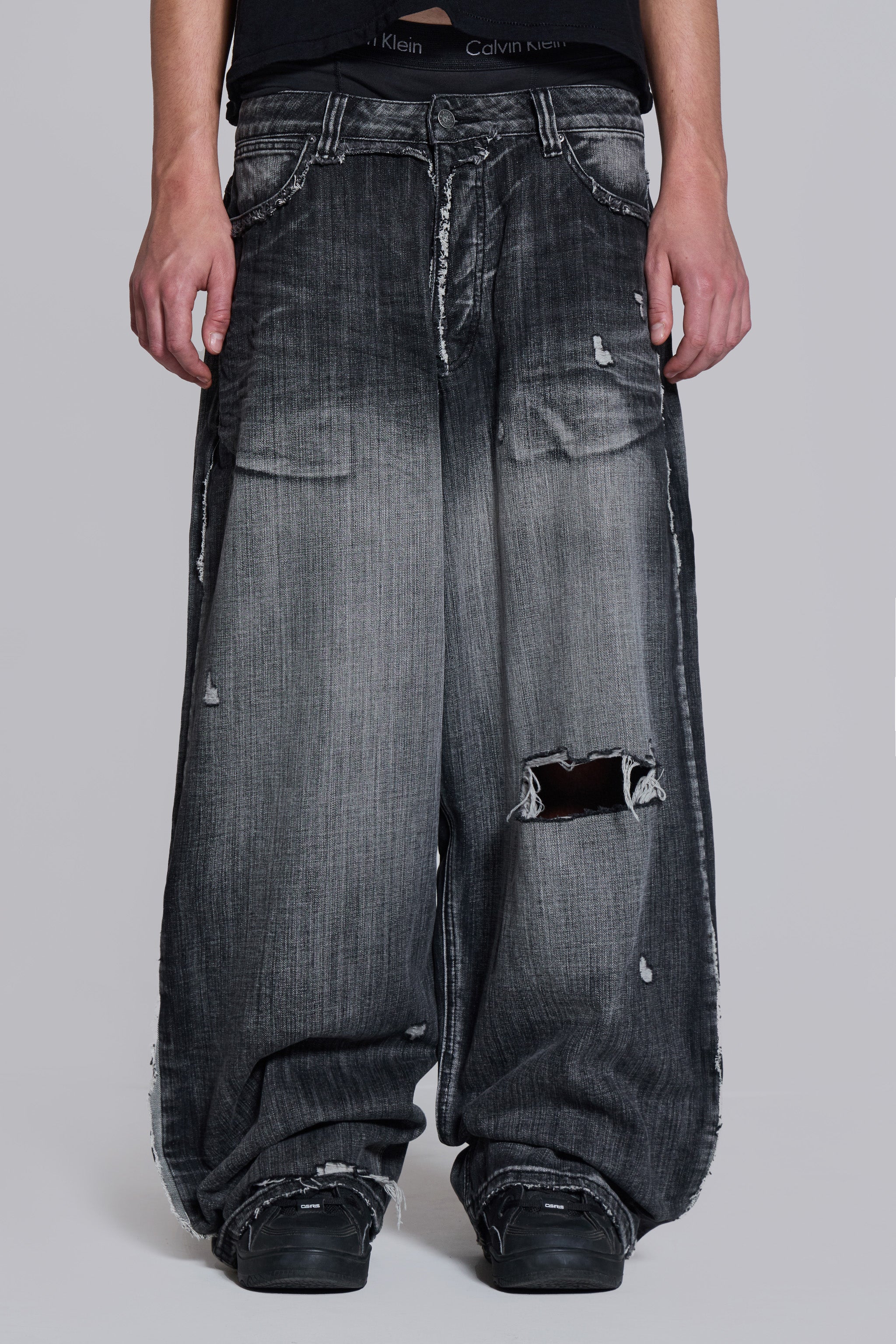 Black Eroded XL Colossus Jeans | Jaded London | Clothing