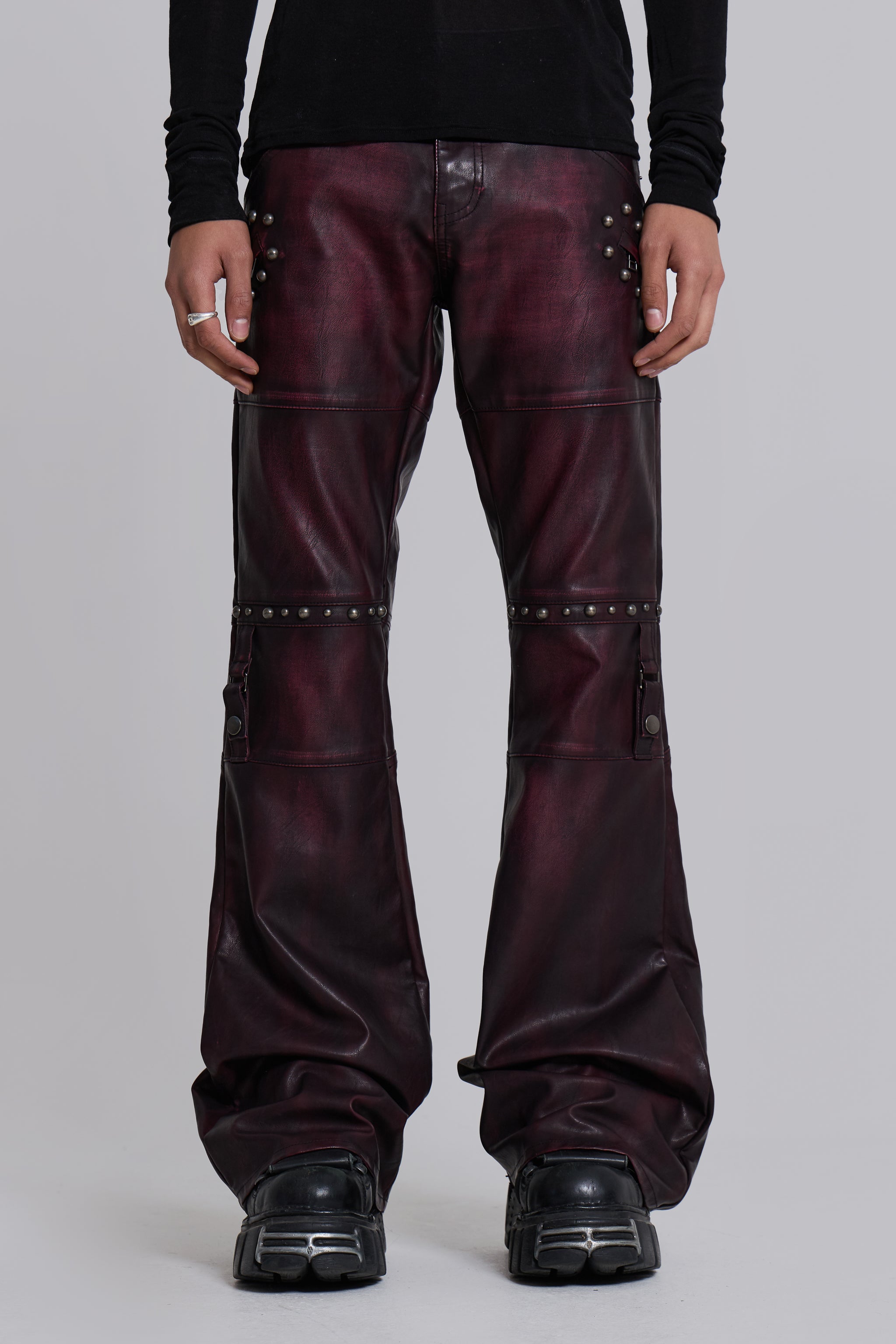 Black Cross Stud Drift Bootcut Jeans | Jaded London | Clothing