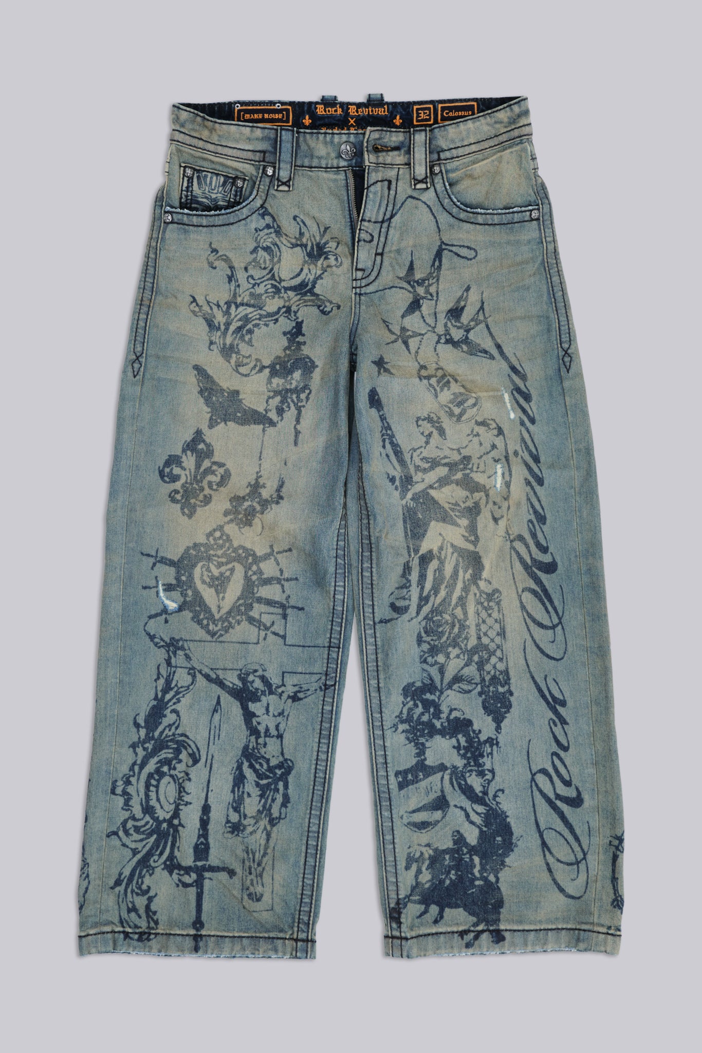 【公式完売品】JADEDLONDON Brown Blade Jeans W32 Rock Revival Inked Jeans | Jaded London | Clothing