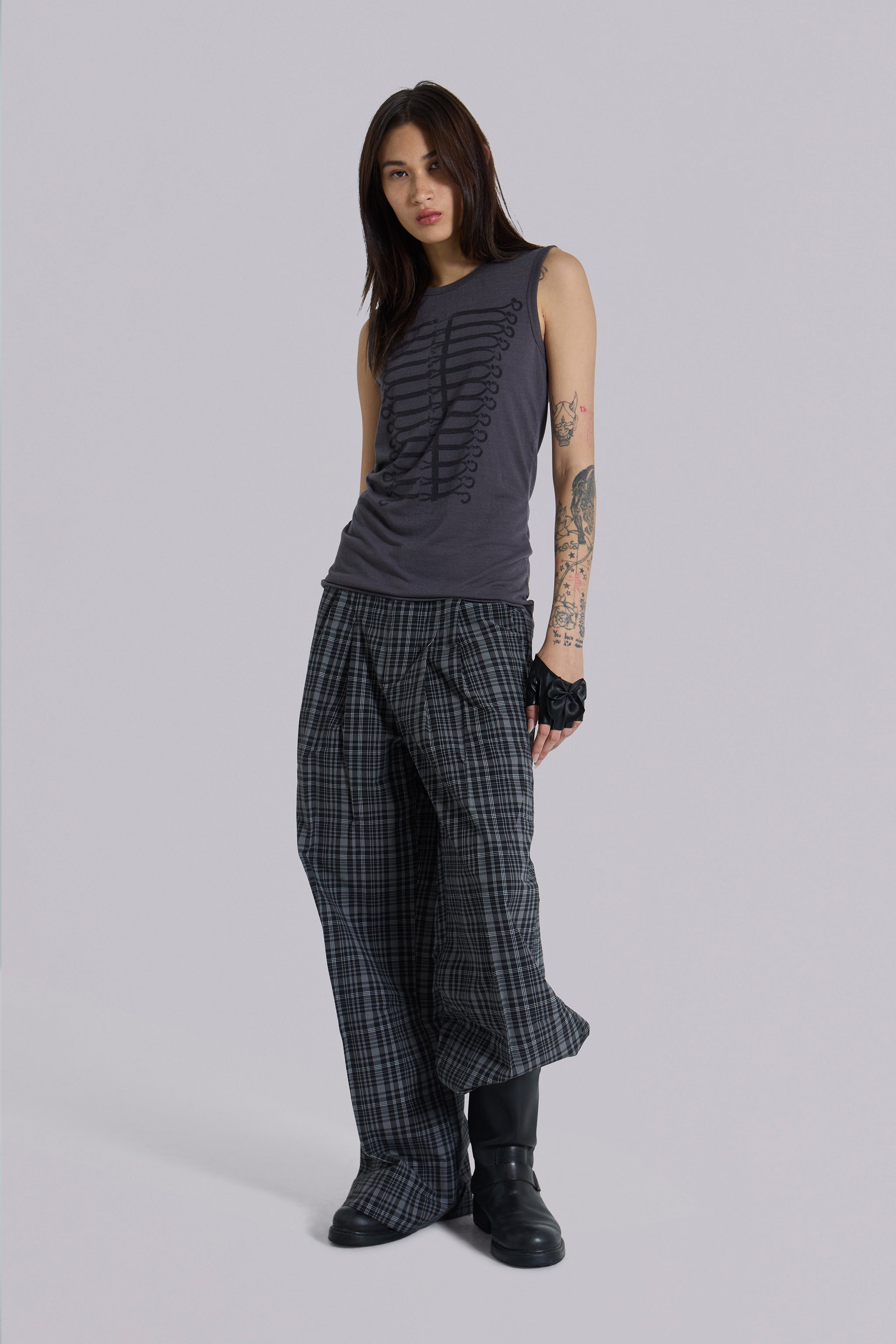 Black Check Goliath Suit Trousers | Jaded London | Clothing