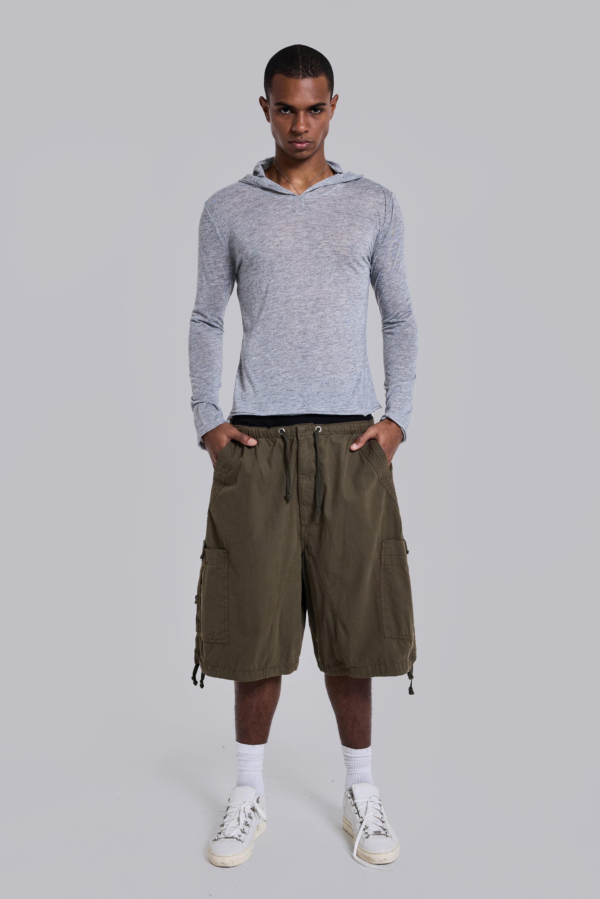 Shop Khaki Parachute Cargo Baggy Shorts | Jaded London | Clothing