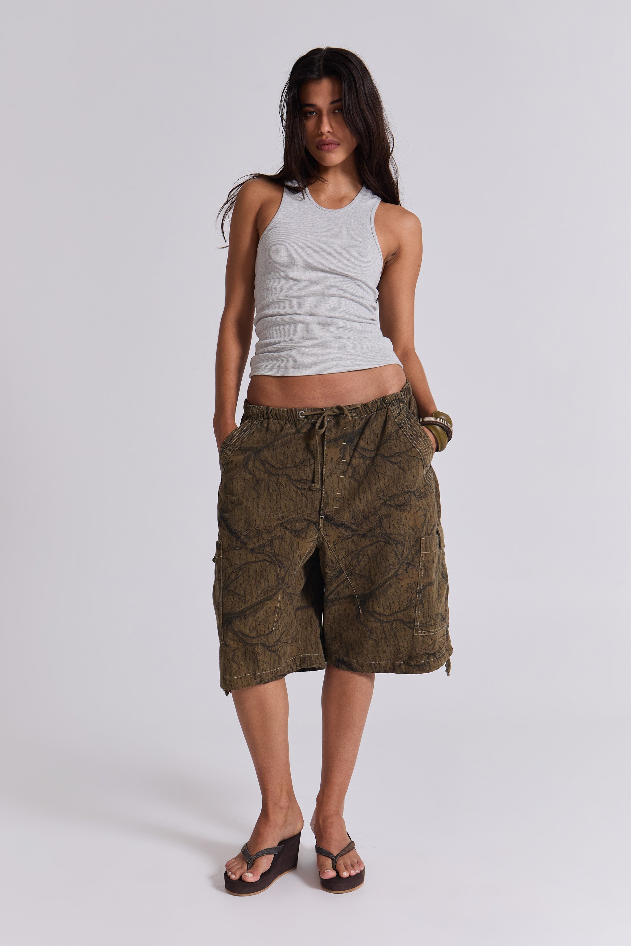 Shop Forest Camo Parachute Shorts | Jaded London | Clothing