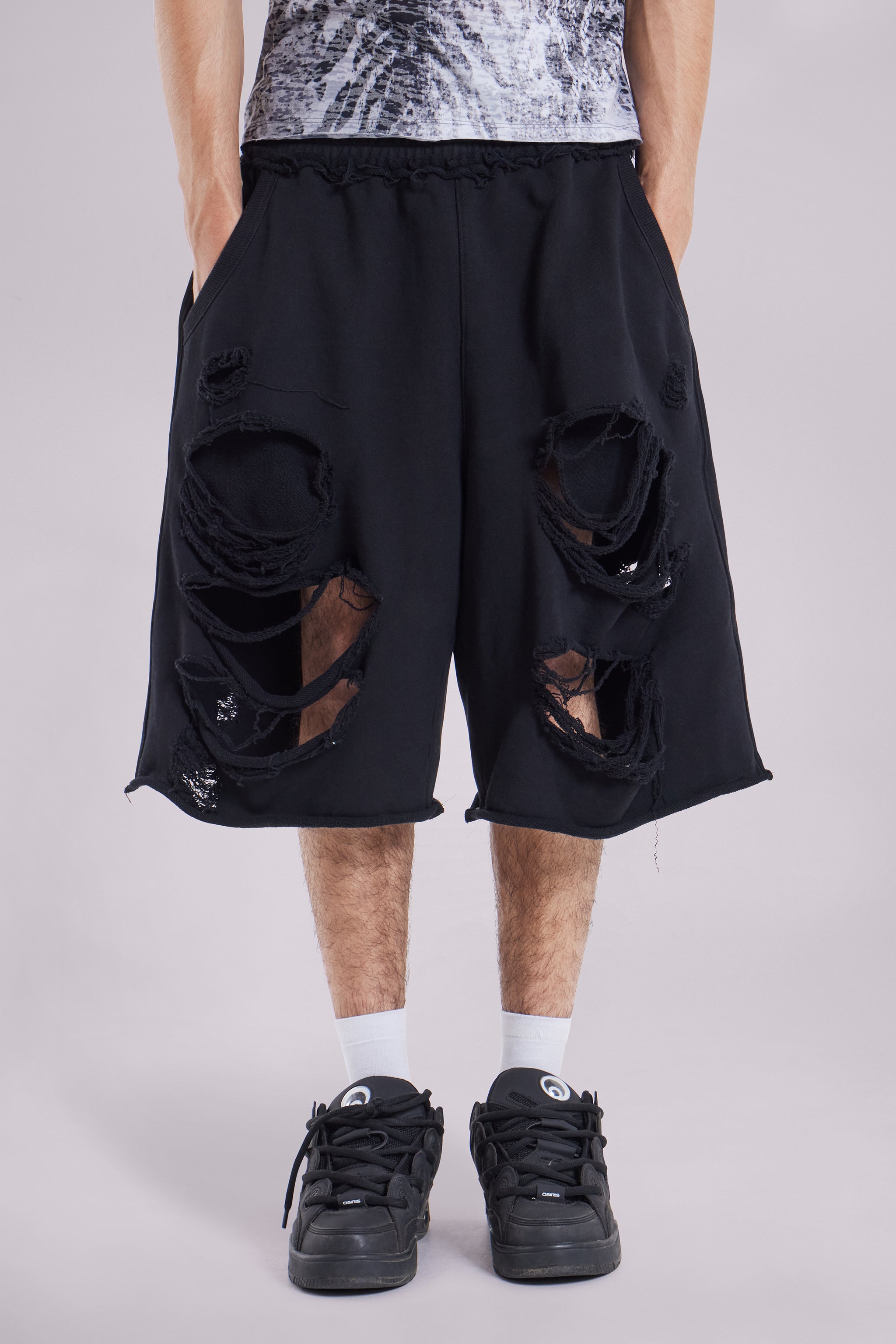 JadedLondon 【Black Vapor 3/4 Shorts】 Black Vapor 3/4 Shorts | Jaded London | Clothing