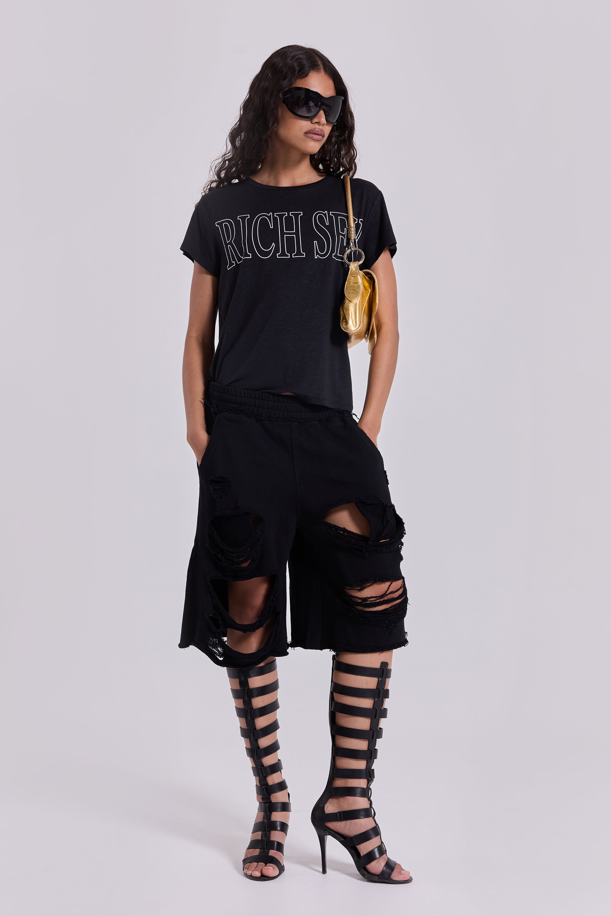 Jaded London ジョーツ W27 Black Distressed Monster Shorts | Jaded London | Clothing