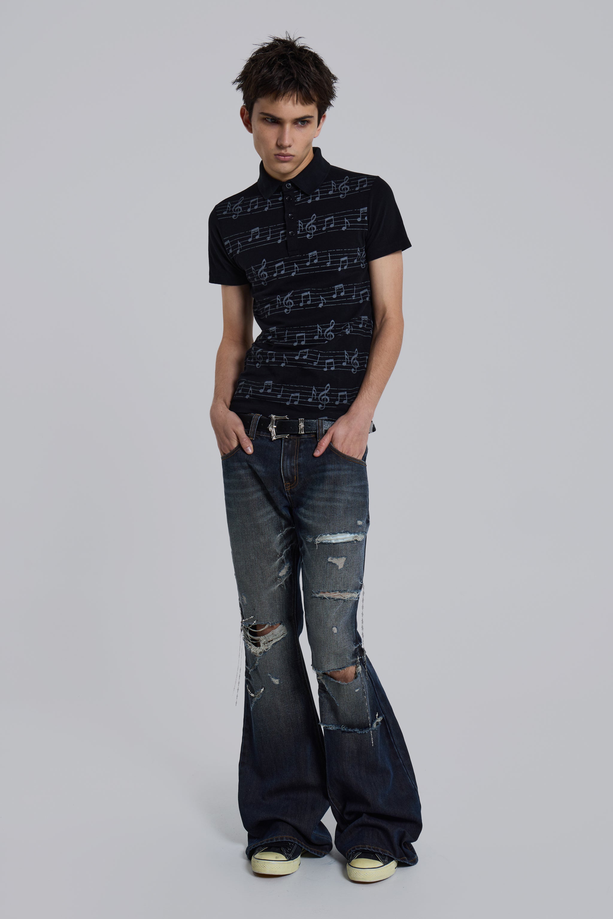 Black Riff Polo | Jaded London | Clothing