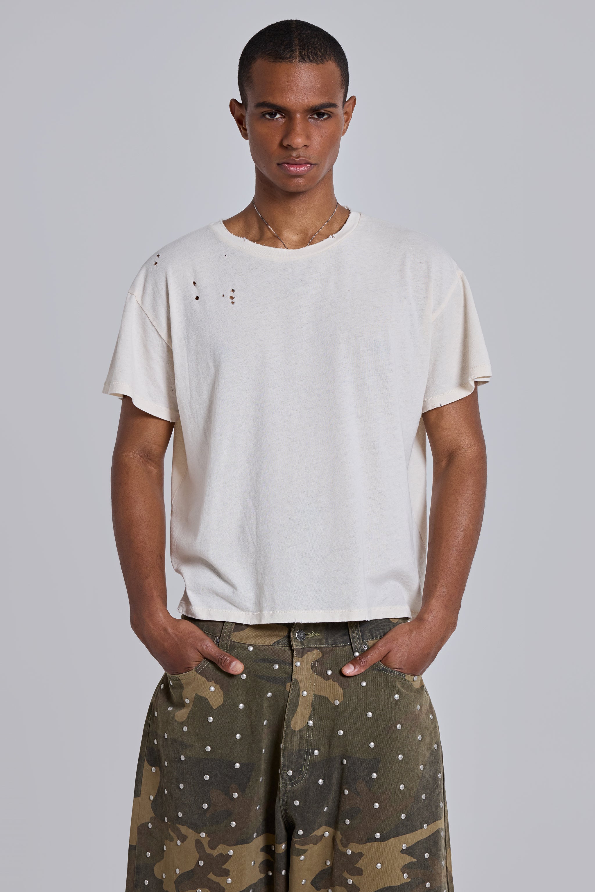 White Moth Cropped T-Shirt | Jaded London | Clothing