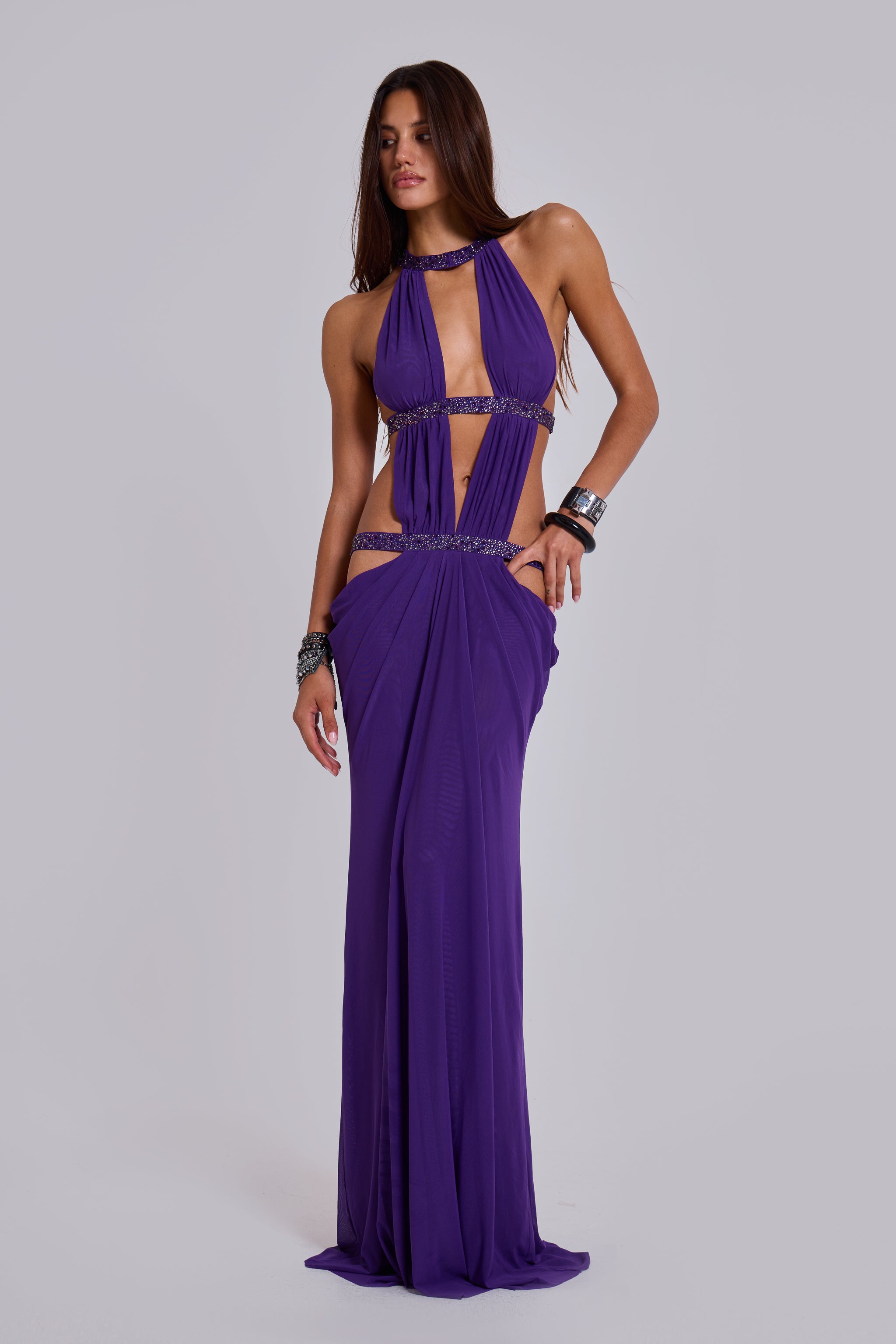 6AM Cut Out Maxi Dress in Violet | Jaded London | Clothing