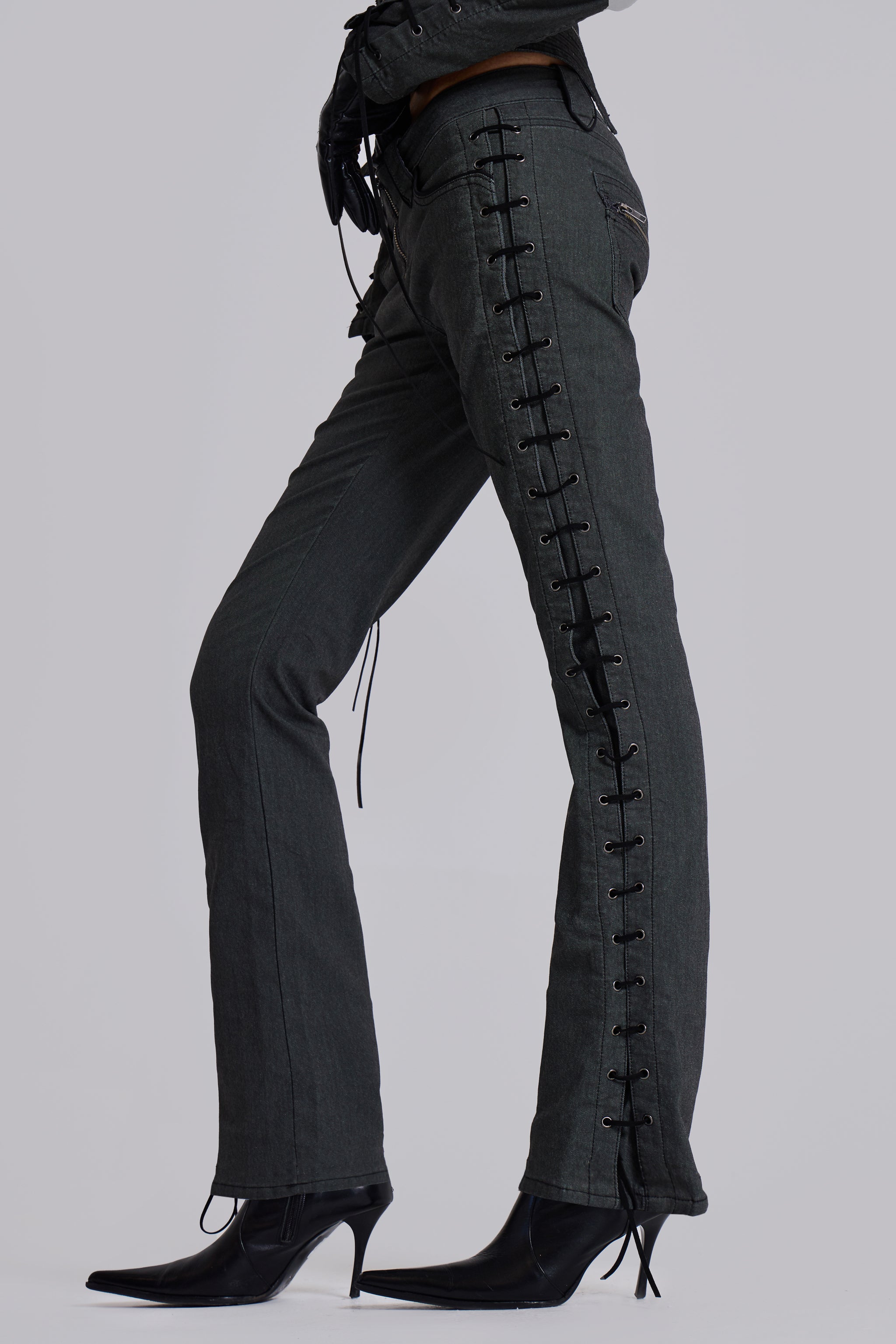 Charis Lace Up Military Bootcut Jeans