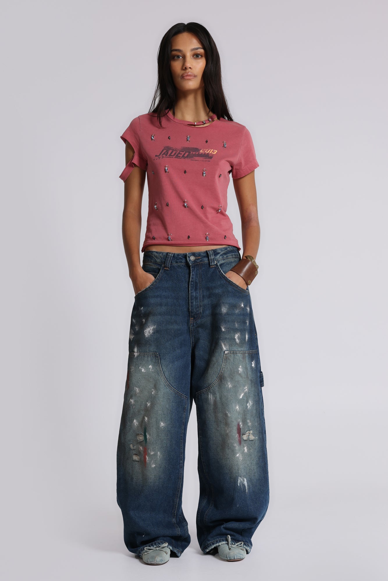 Splatter Cinch Carpenter Jeans | Jaded London | Clothing