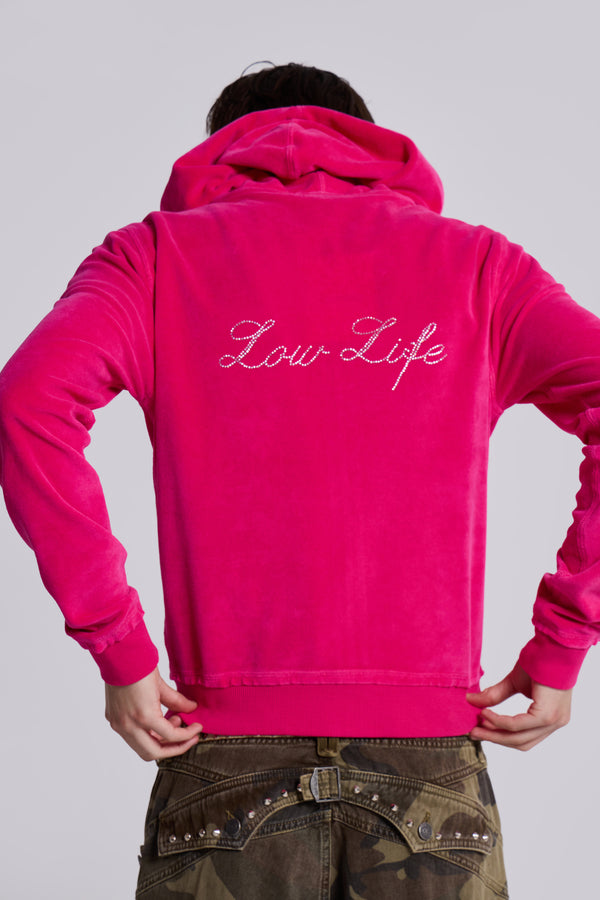 Low Life Hot Pink Velour Hoodie