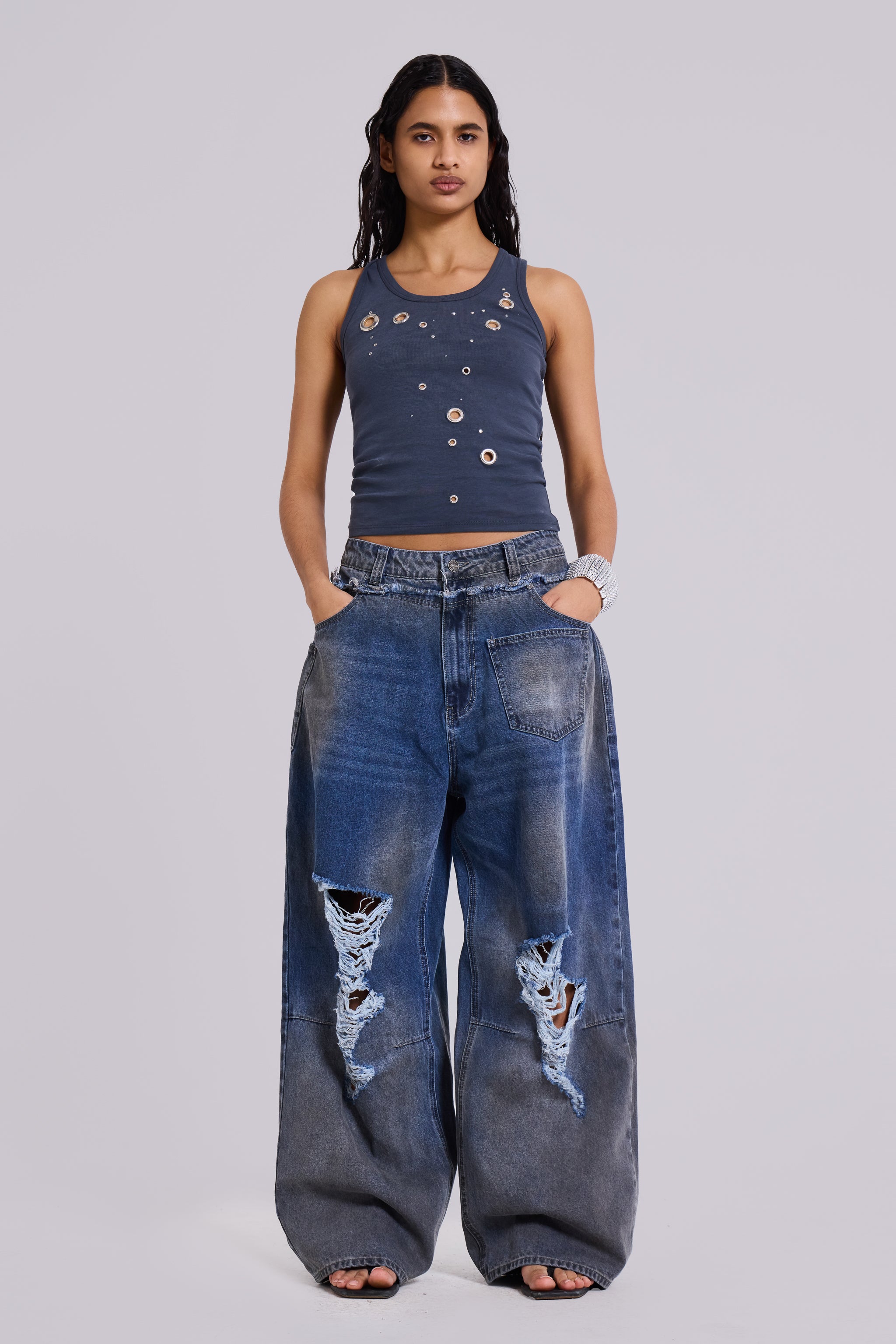 パンツ Jaded LDN DOUBLE LAYER DENIM XL COLOSSUS Dual XL Colossus Jeans | Jaded London | Clothing