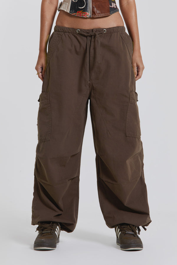 Brown Parachute Cargo Pants