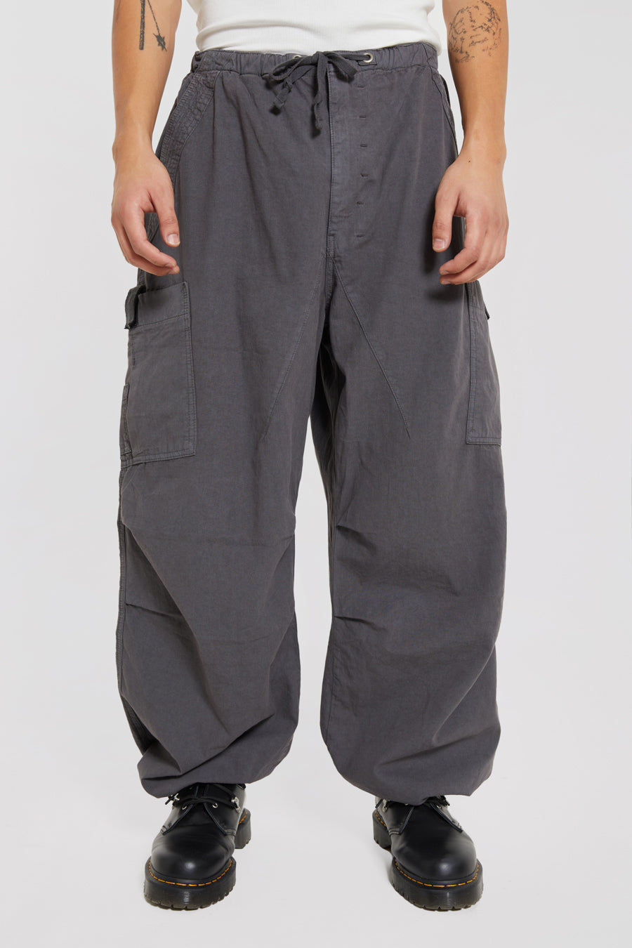 Weekday Juni oversized parachute pants in metallic dark gray