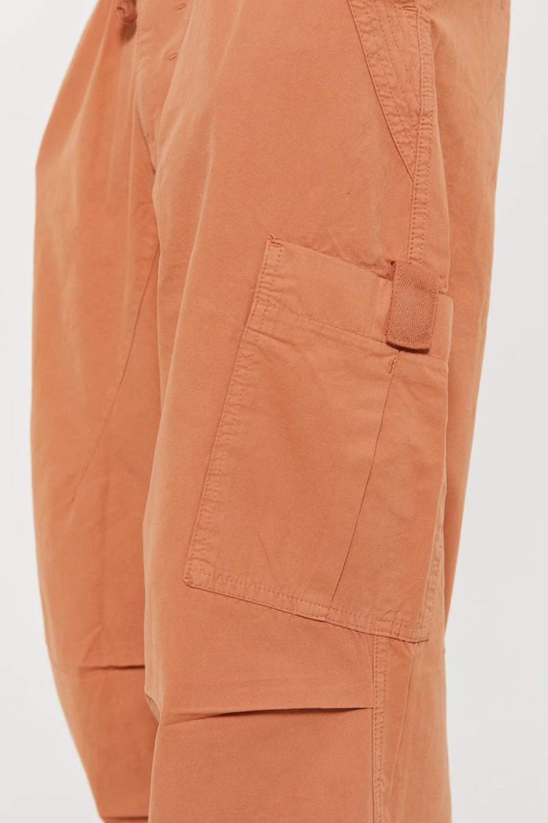 Terracotta Parachute Cargo Pants in an oversized fit