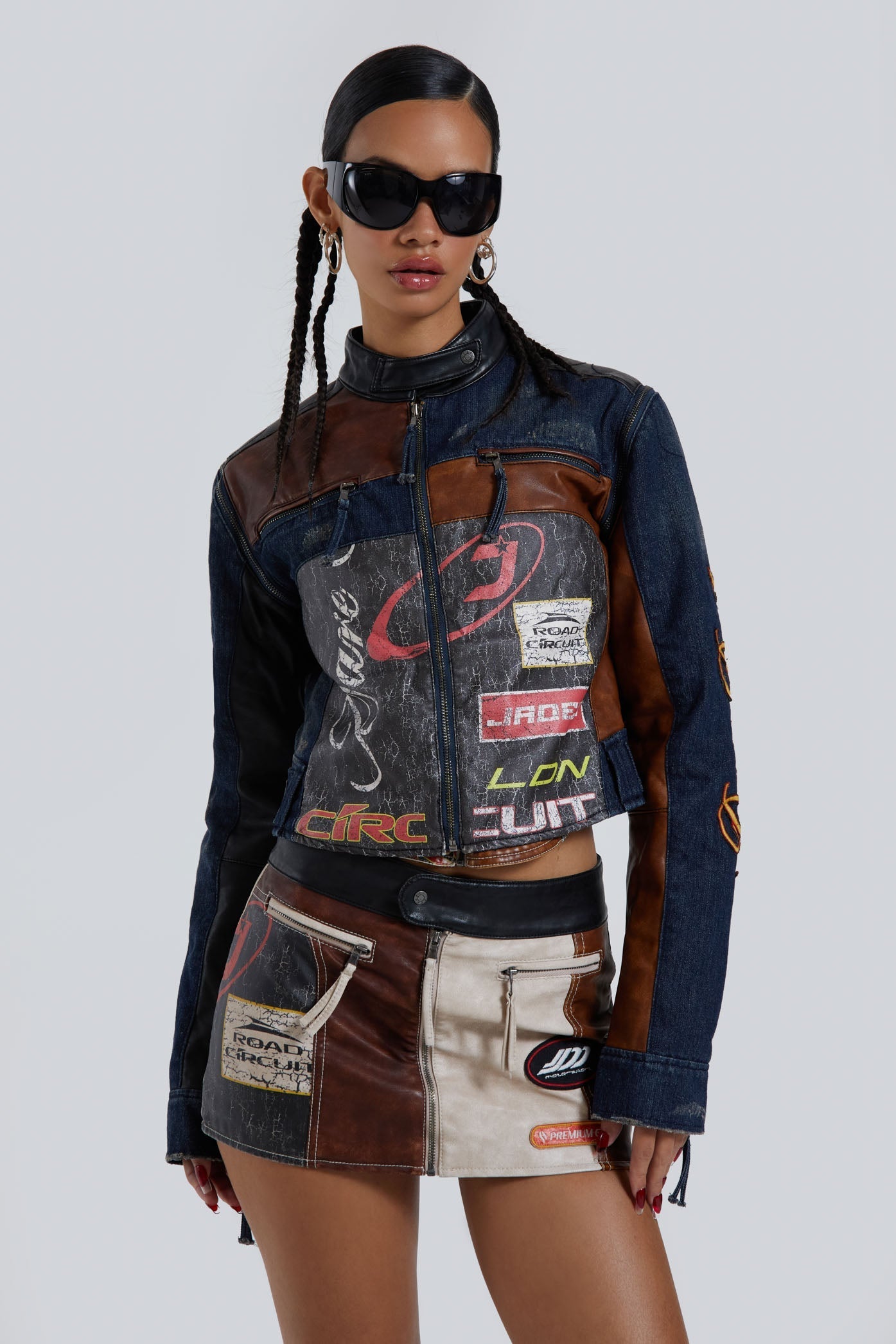 Blue Denim Corset Motorcycle Jacket