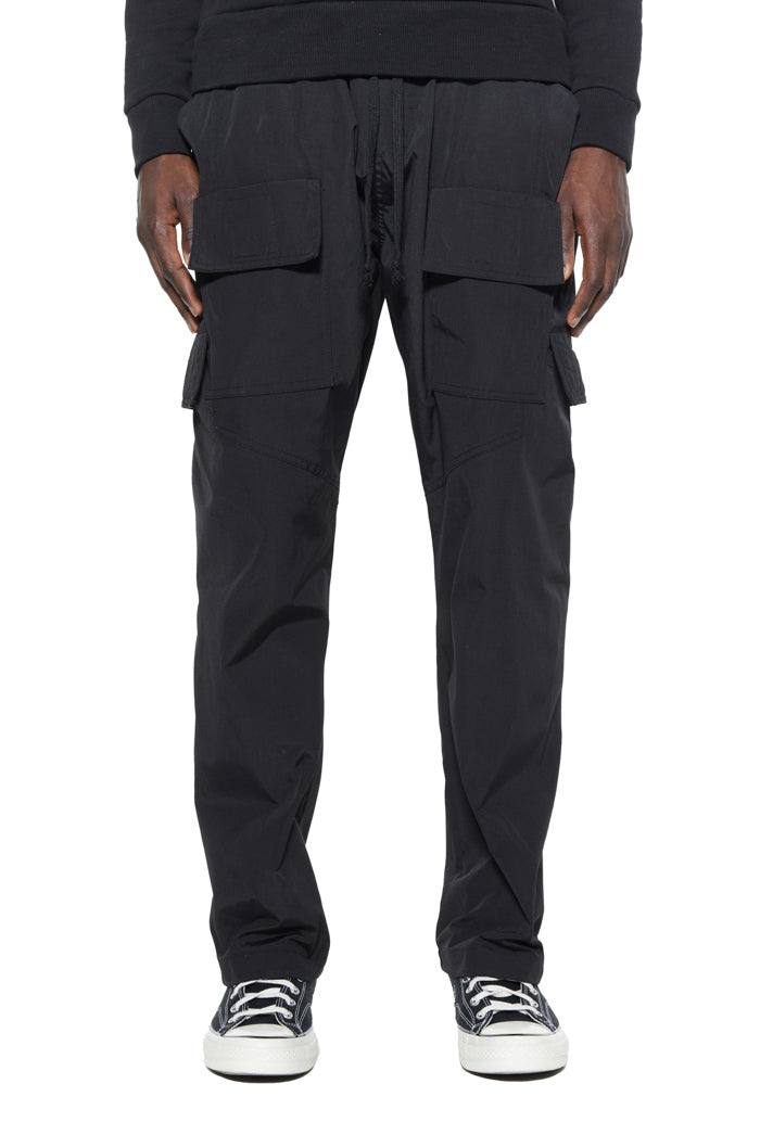 Anthracite Black EVD Drawstring Cargo Trousers | Jaded London