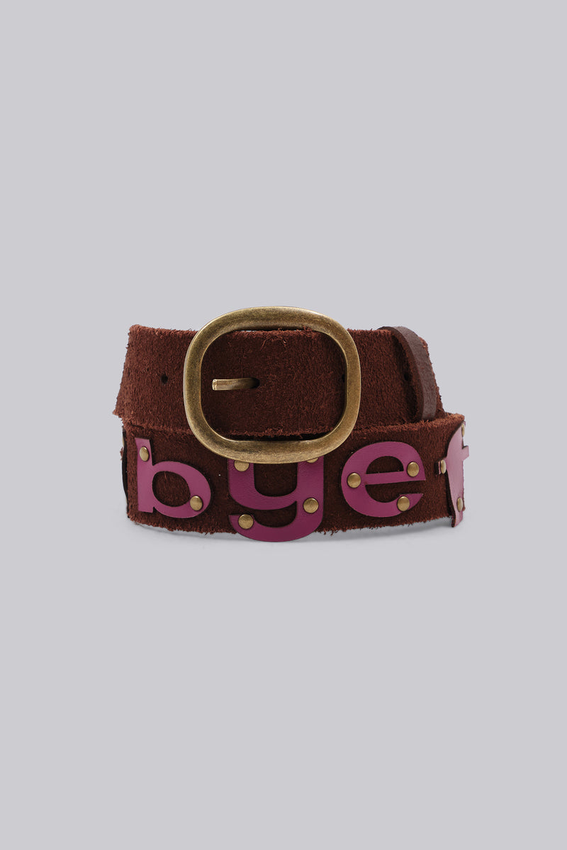 Goodbye Forever Cut Out Letters Leather Belt