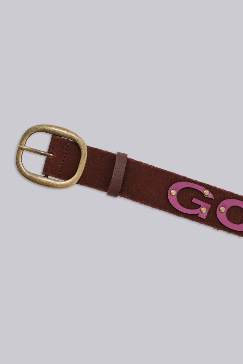 Goodbye Forever Cut Out Letters Leather Belt